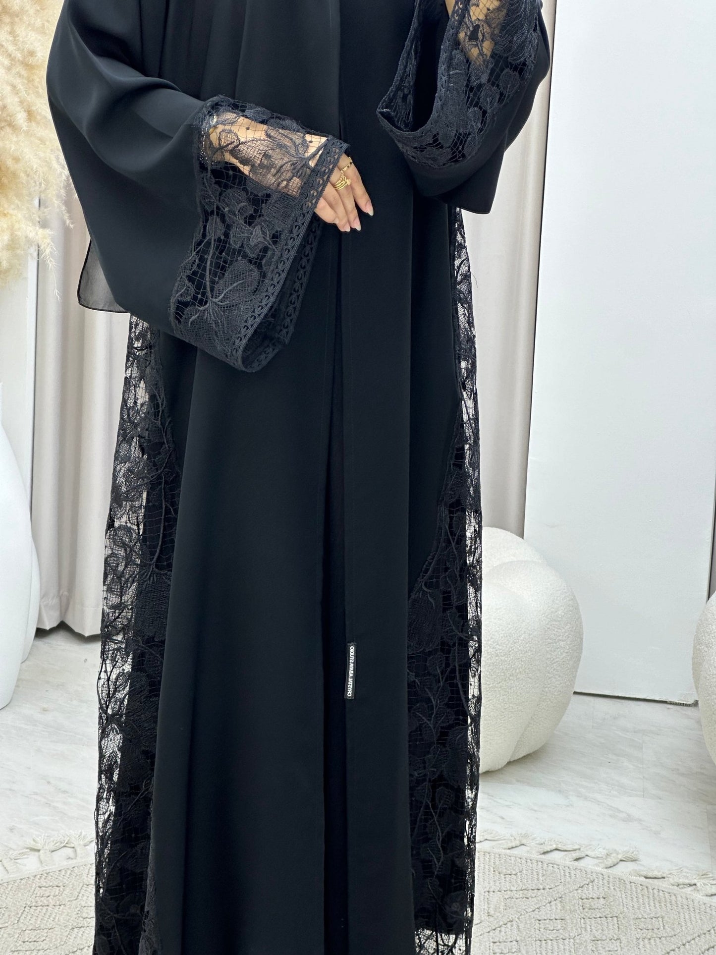 C 0298 Black Dantel Abaya