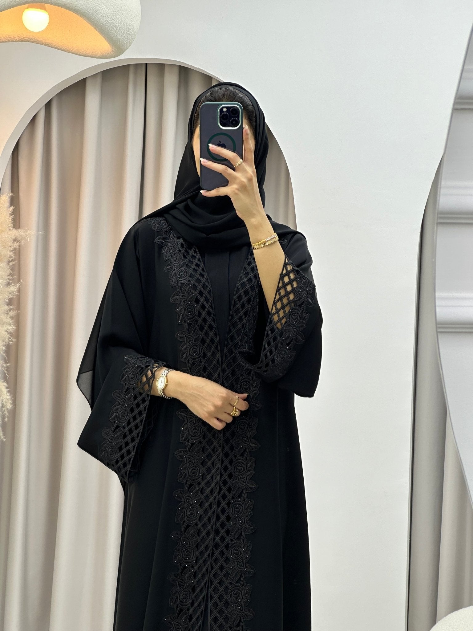 C 0299 Black Lace Abaya