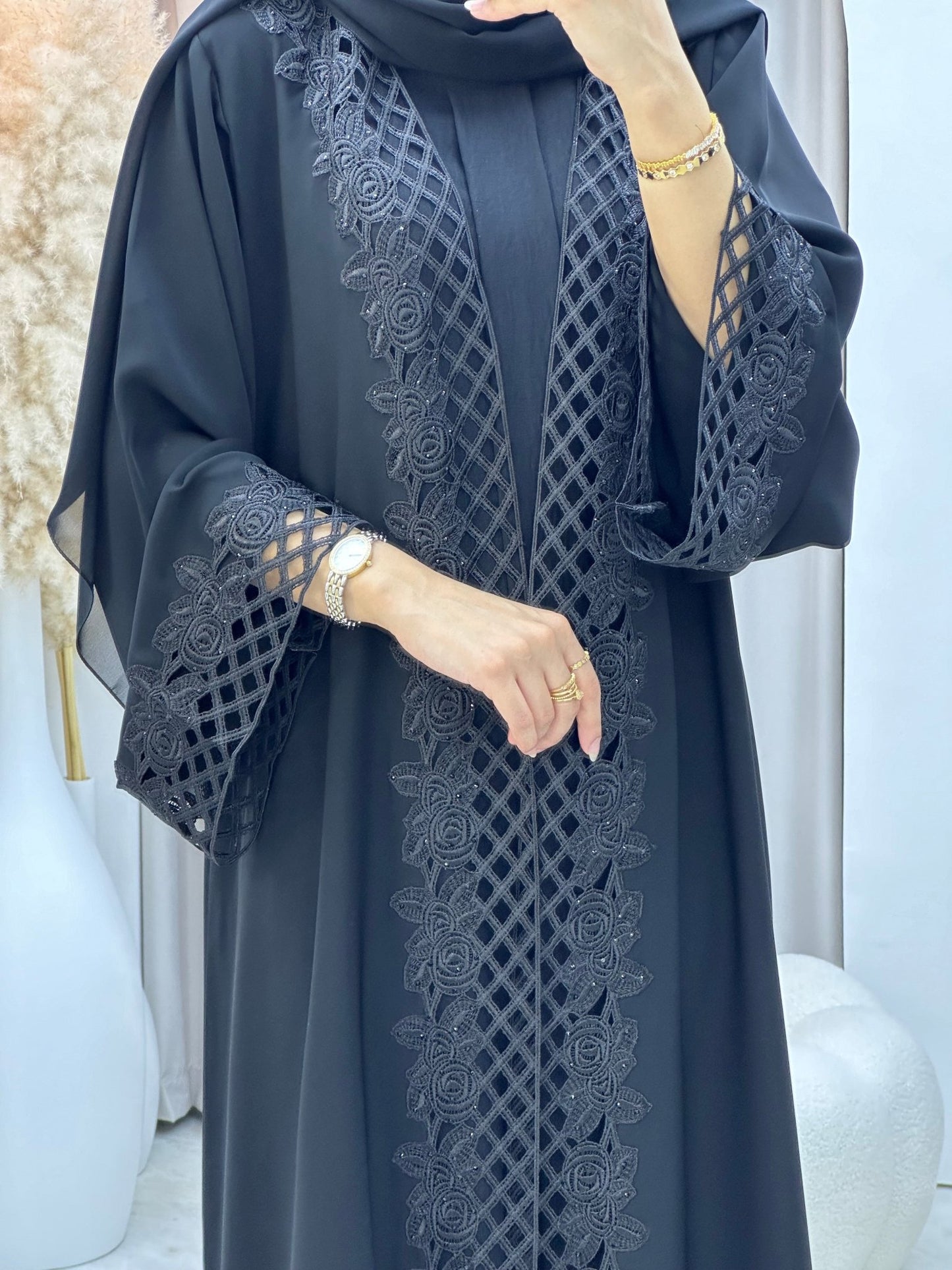 C 0299 Black Lace Abaya