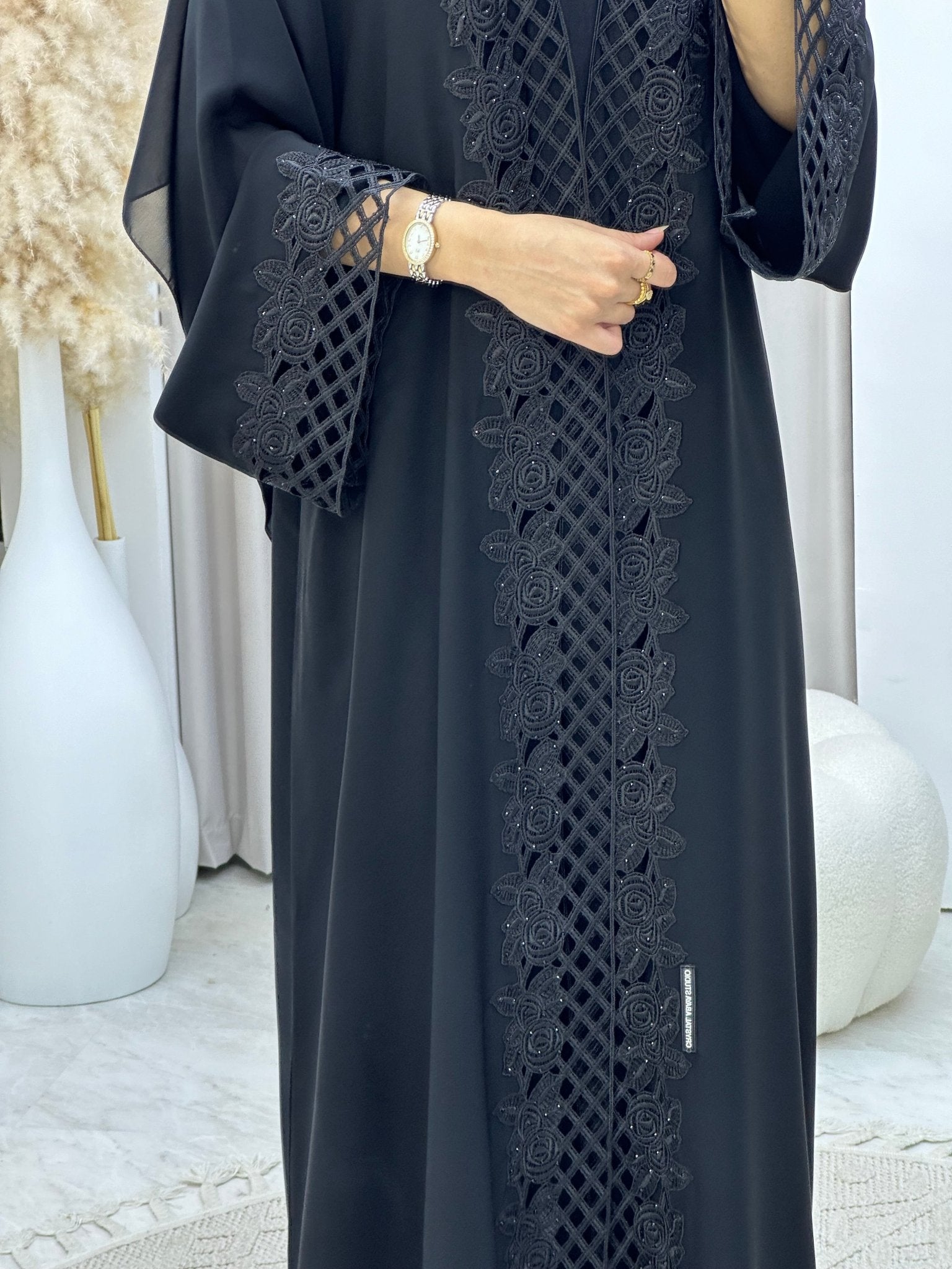 C 0299 Black Lace Abaya