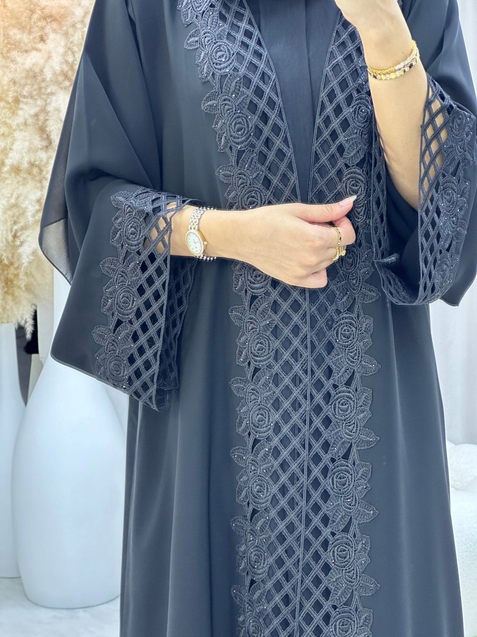 C 0299 Black Lace Abaya