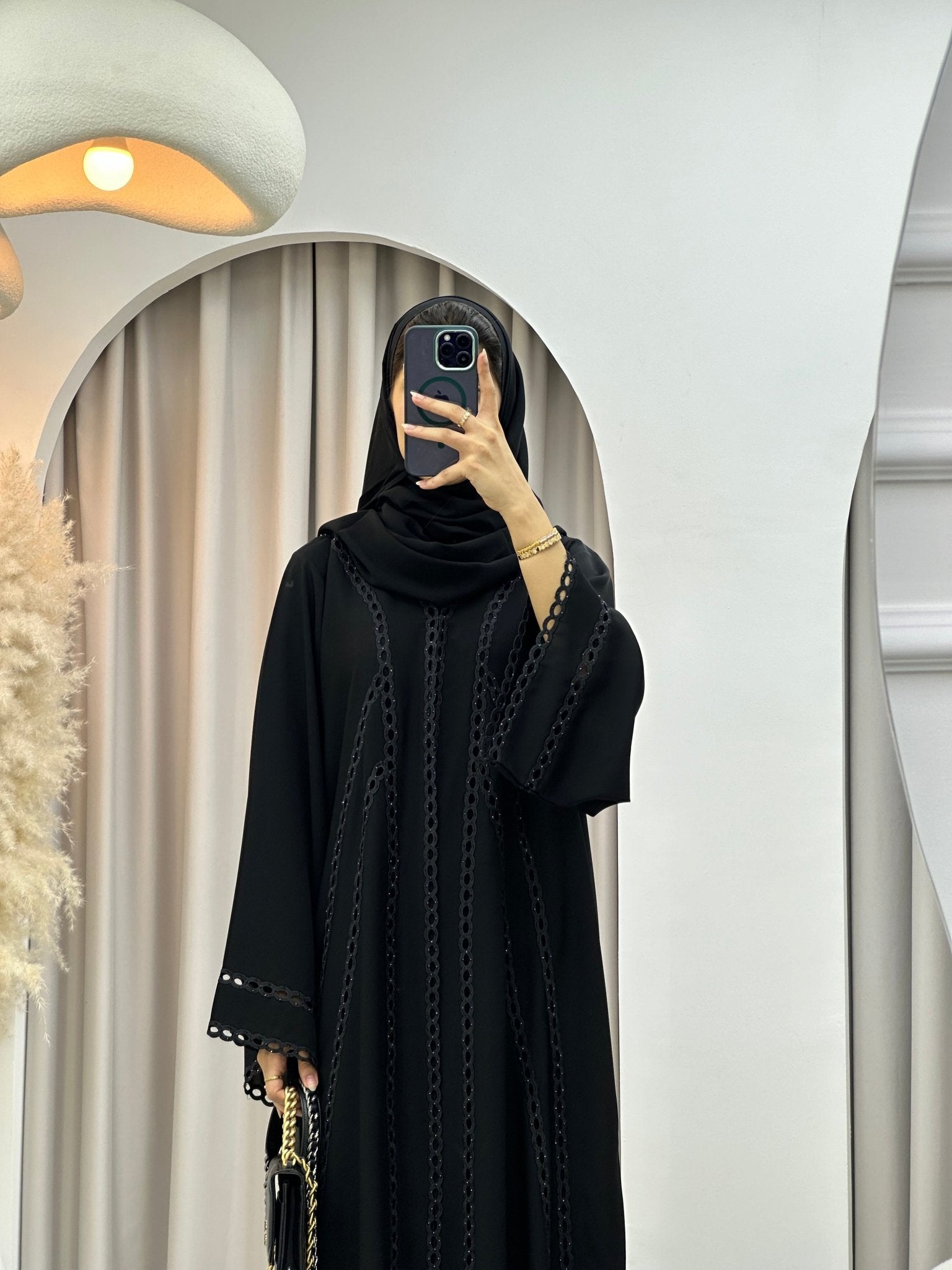 C 0301 Black Lace Abaya