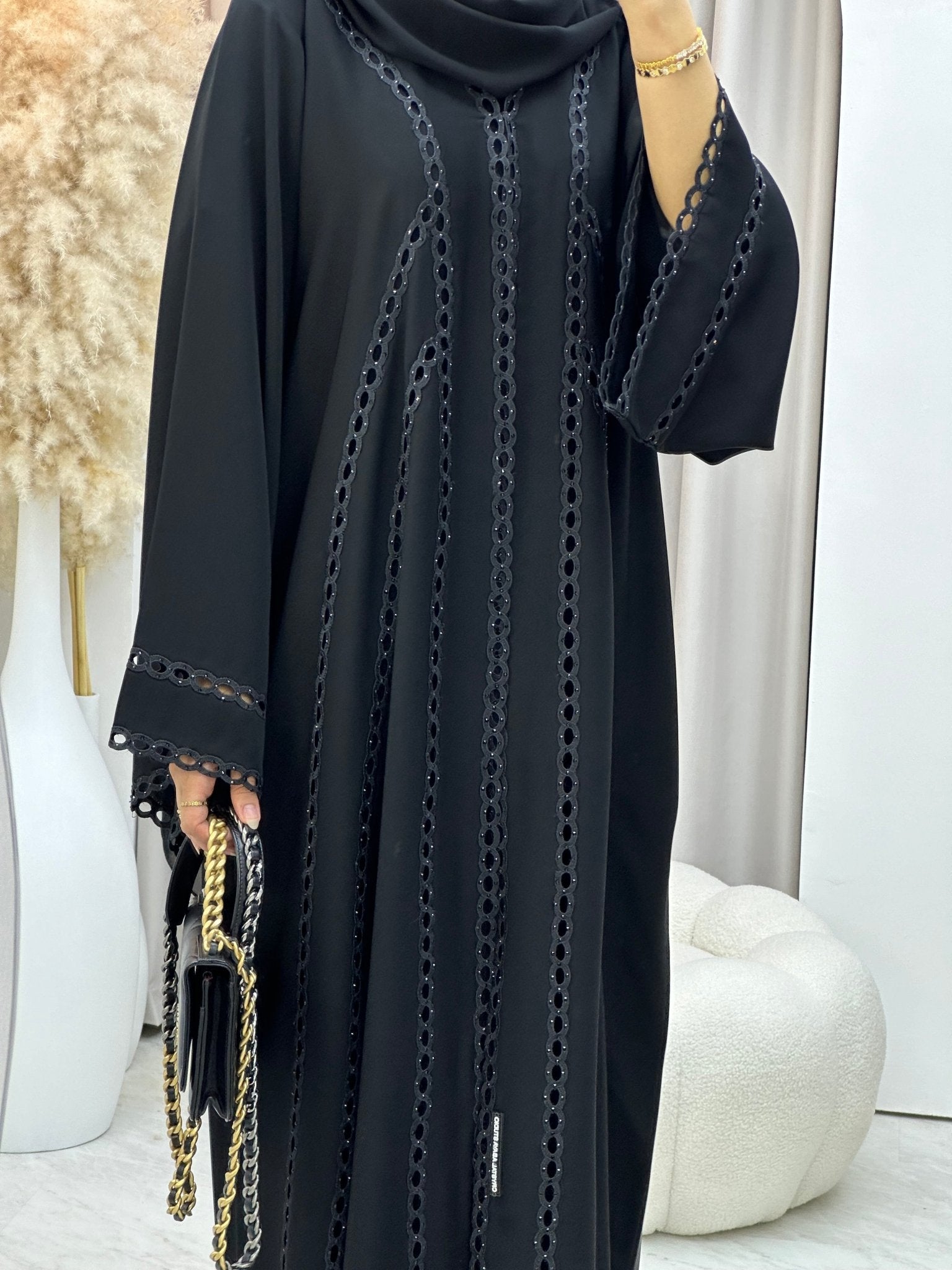 C 0301 Black Lace Abaya