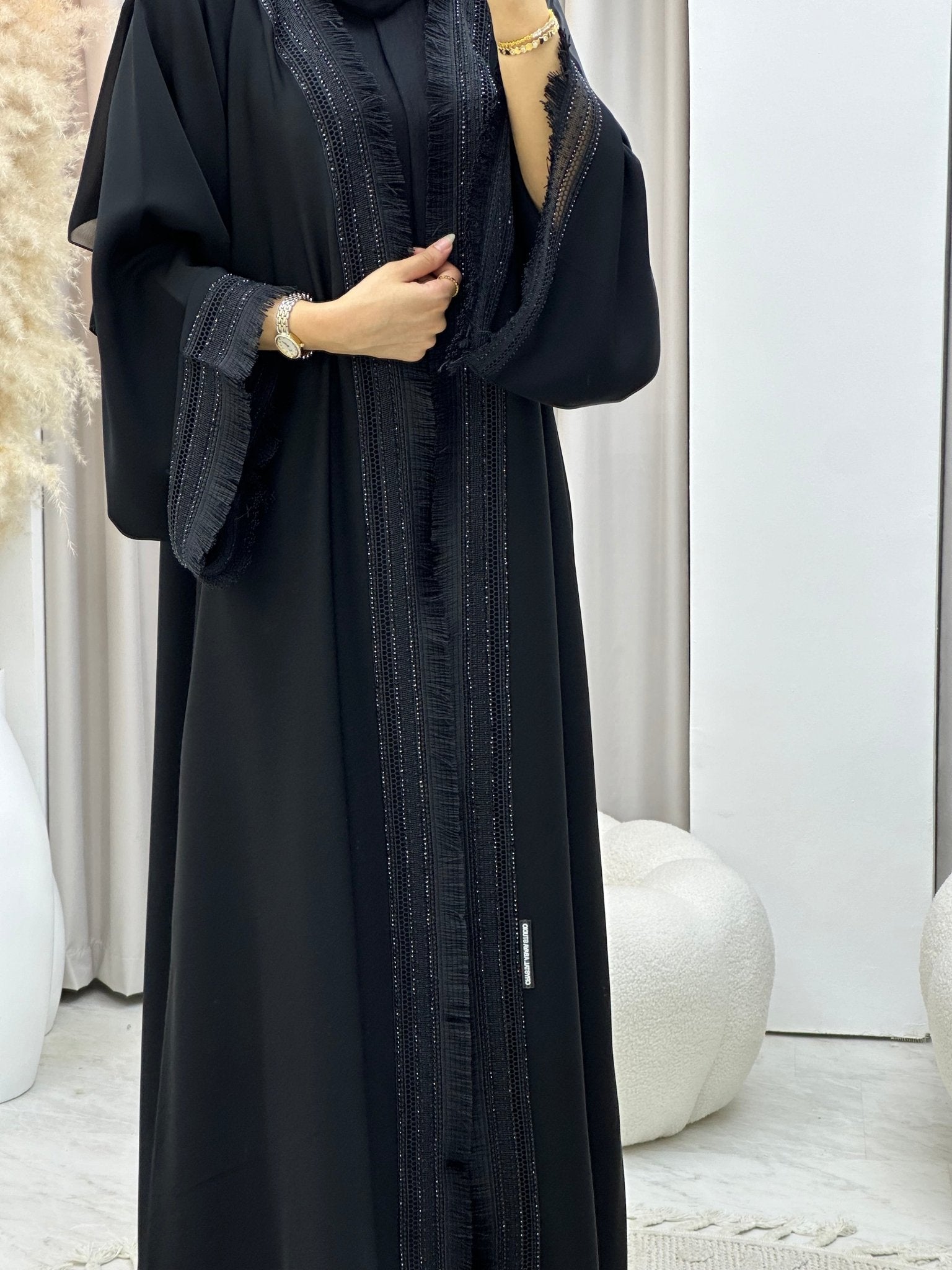 C 0302 Black Lace Abaya