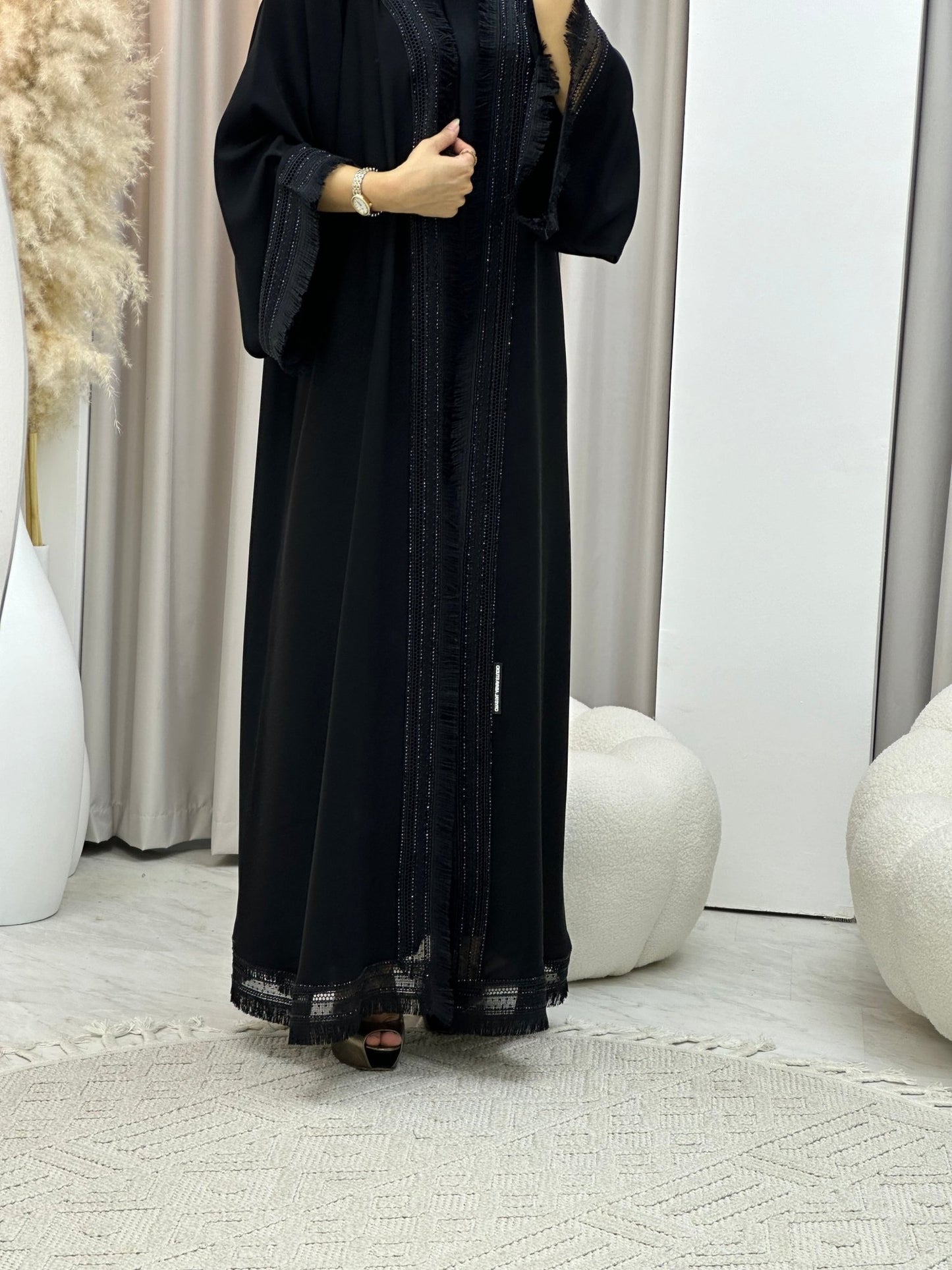 C 0302 Black Lace Abaya