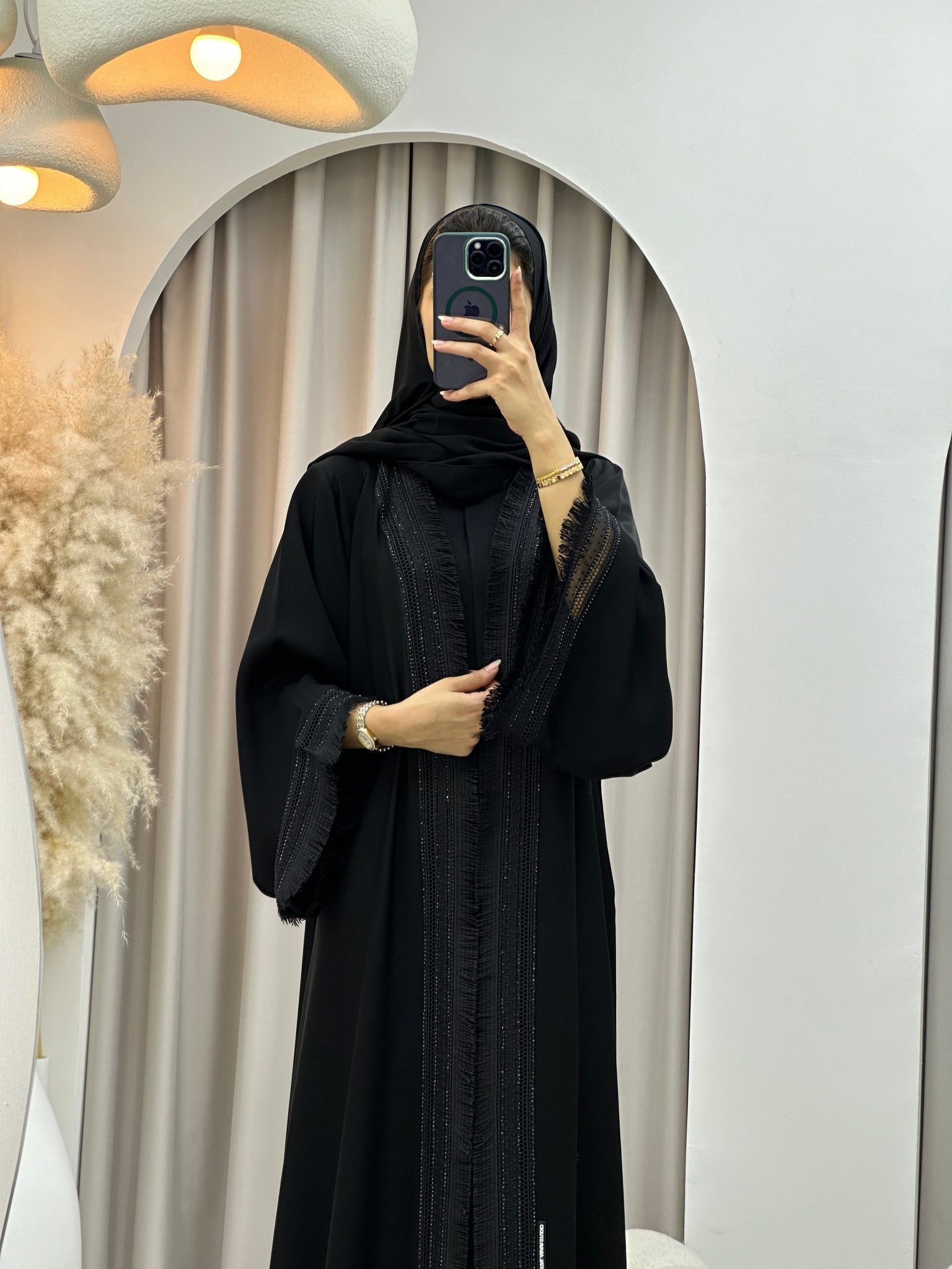 C 0302 Black Lace Abaya