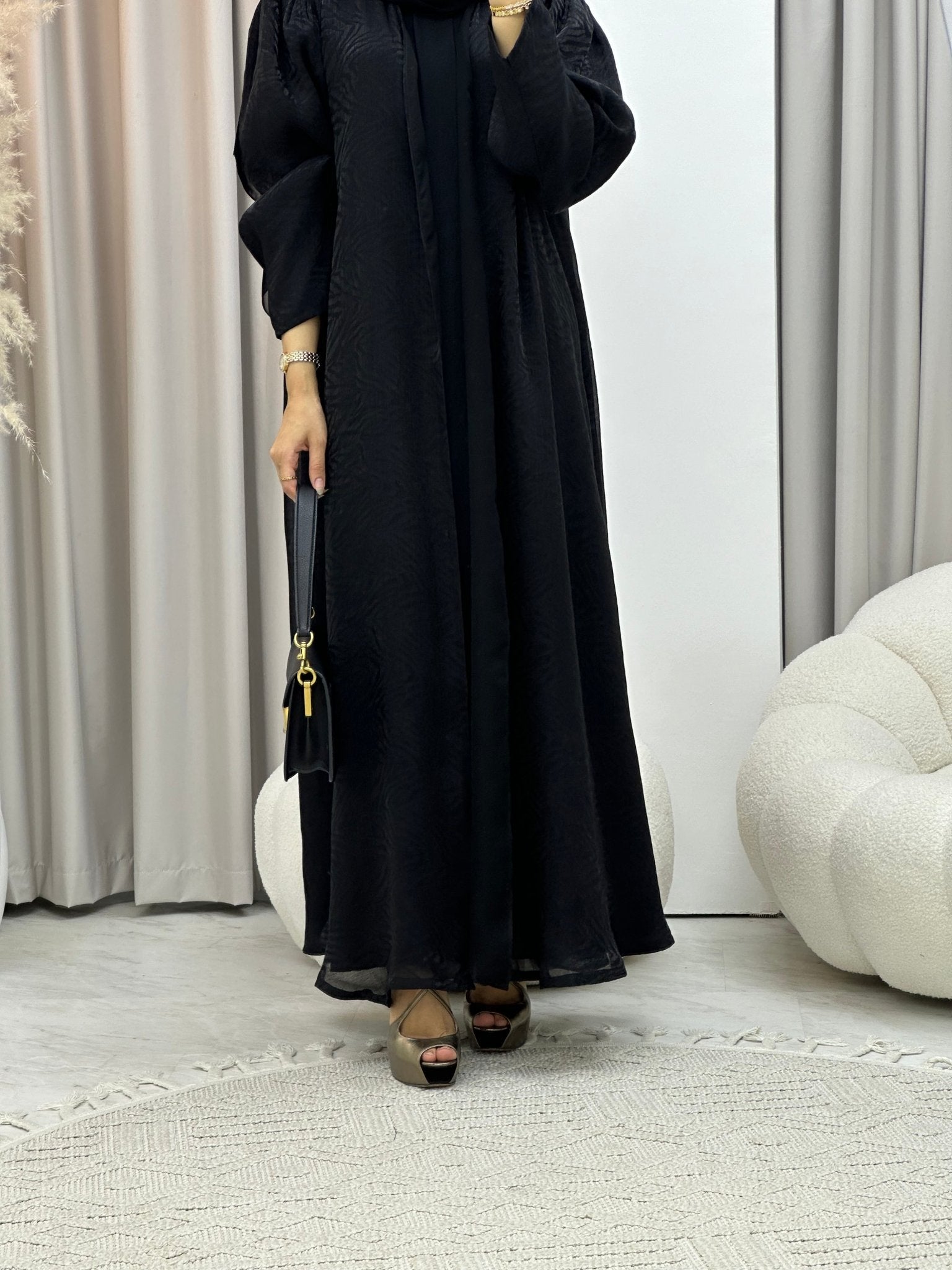 C 0308 - 01 Black Printed Abaya