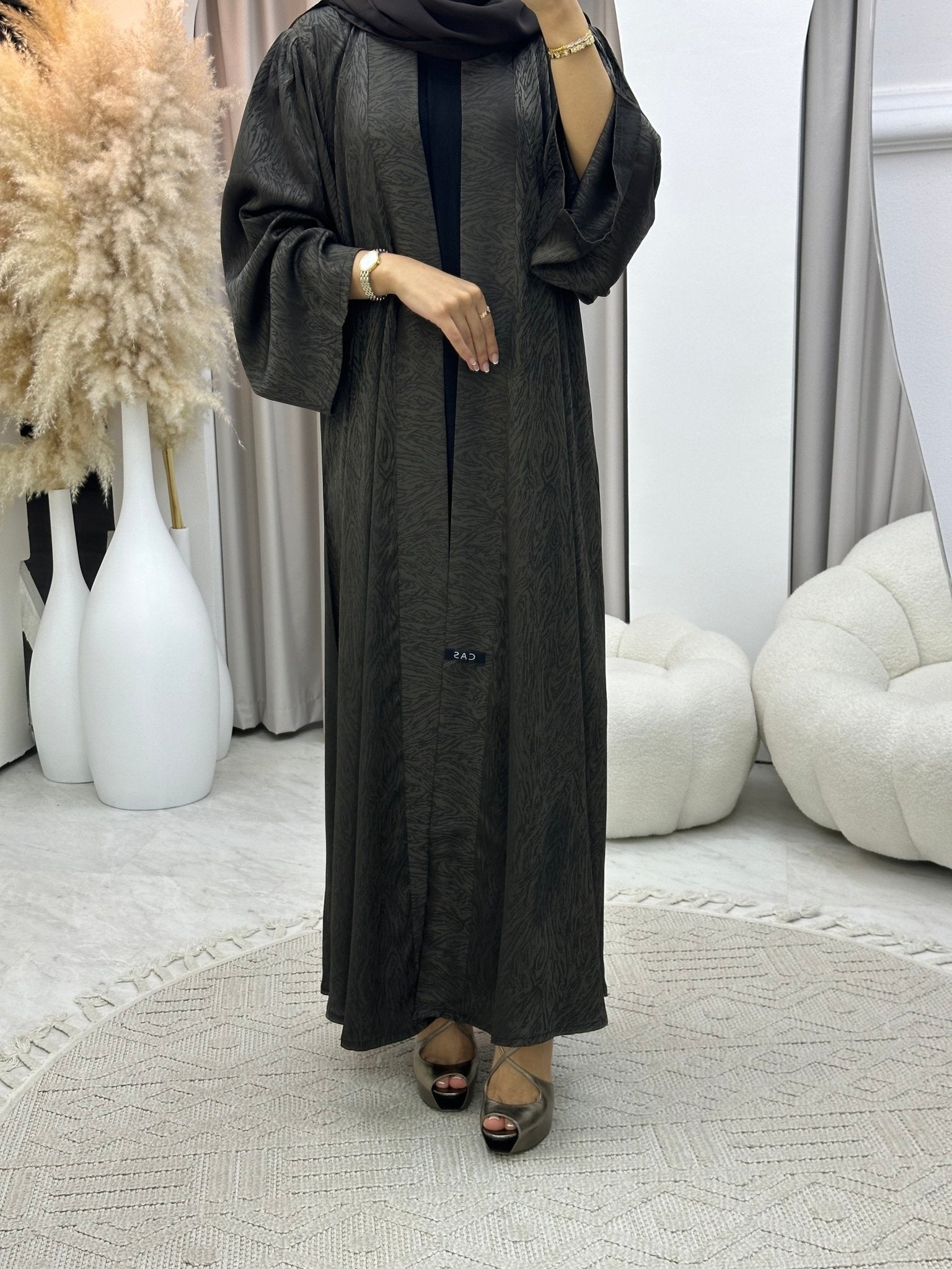 C 0325 - 05 Olive Moire Printed Abaya