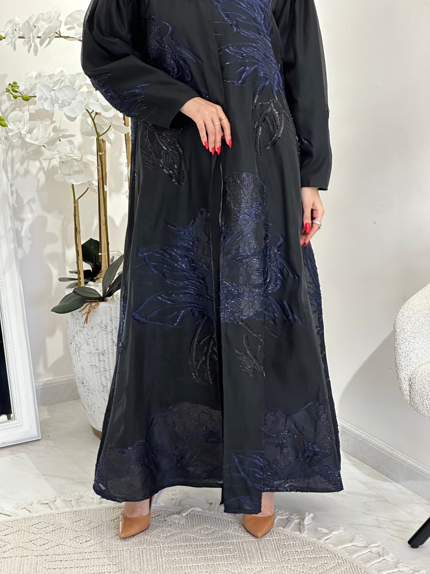 C 0345 - 02 Blue Organza Abaya