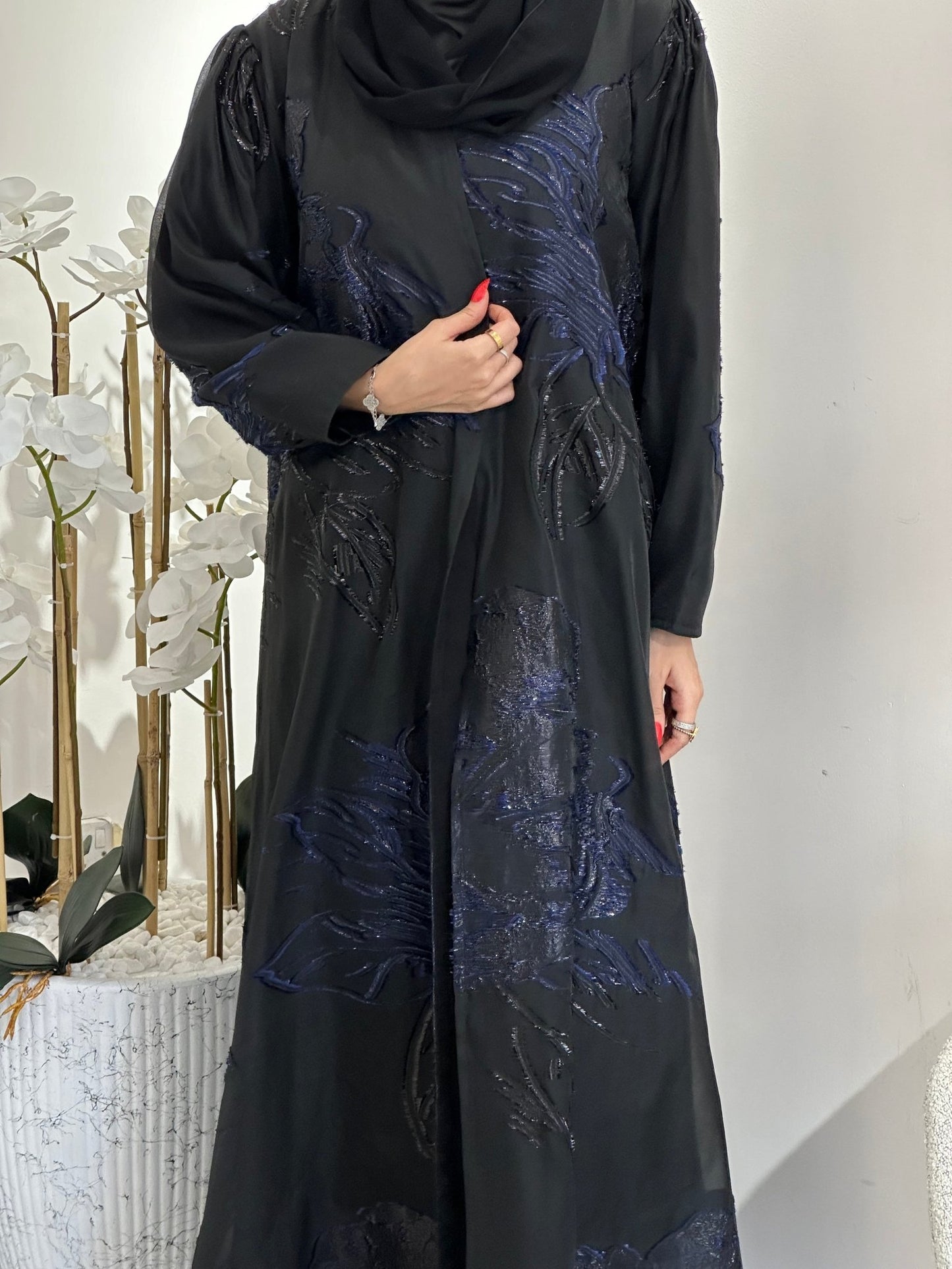 C 0345 - 02 Blue Organza Abaya