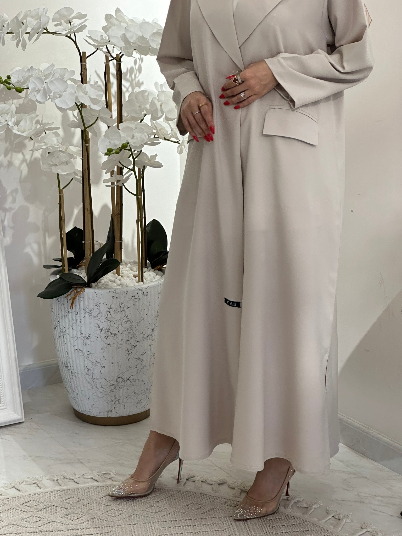 C 0357 Cream Coat Abaya