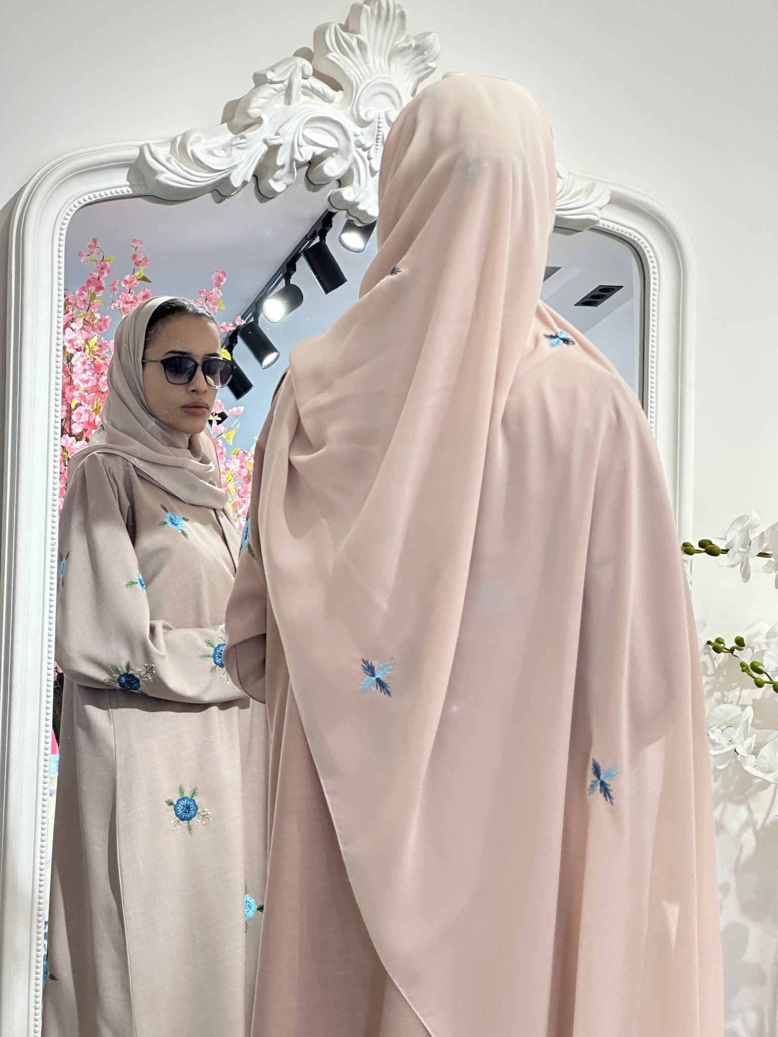 C 0359 Beige Embroidered Abaya