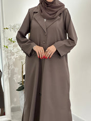 C 0365 Chocolate Brown Coat Abaya-5