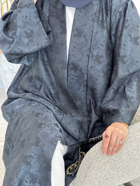 C RTW-U 0370-03 Printed Dark Grey Abaya - L / 52