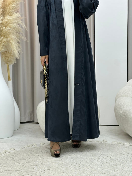 C 0409 - 03 Dark Grey Printed Abaya