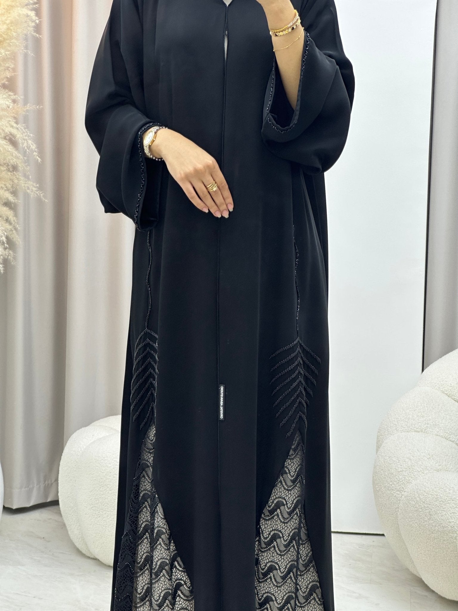 C 0411 Black Beaded Abaya