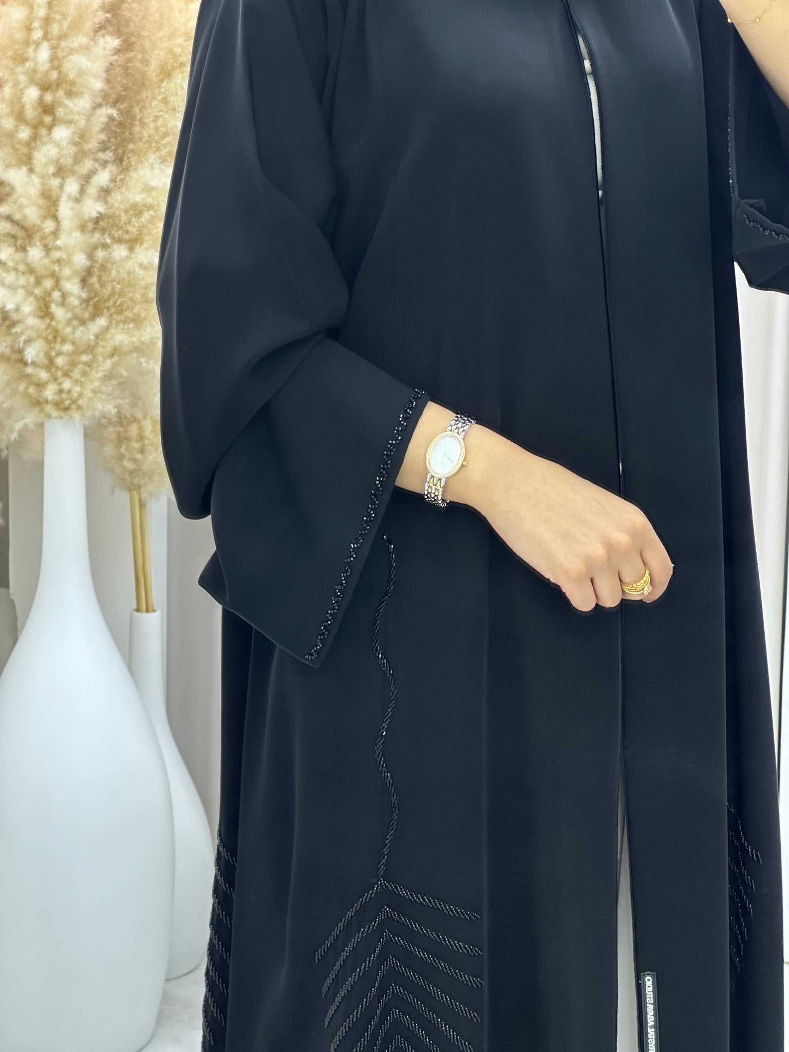 C 0411 Black Beaded Abaya