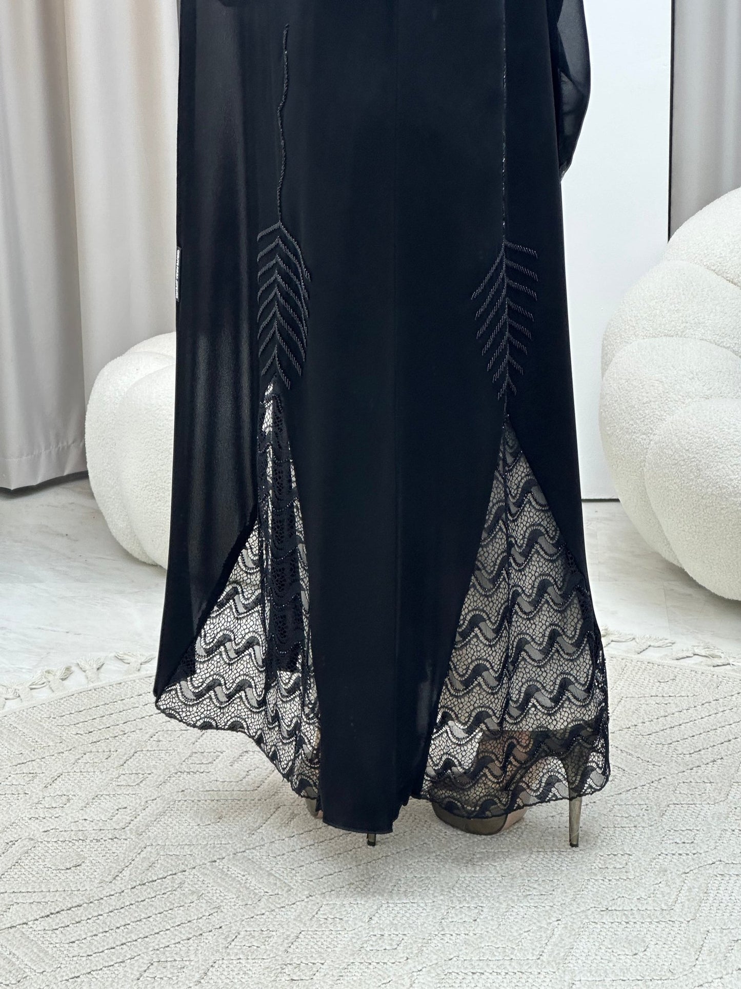 C 0411 Black Beaded Abaya