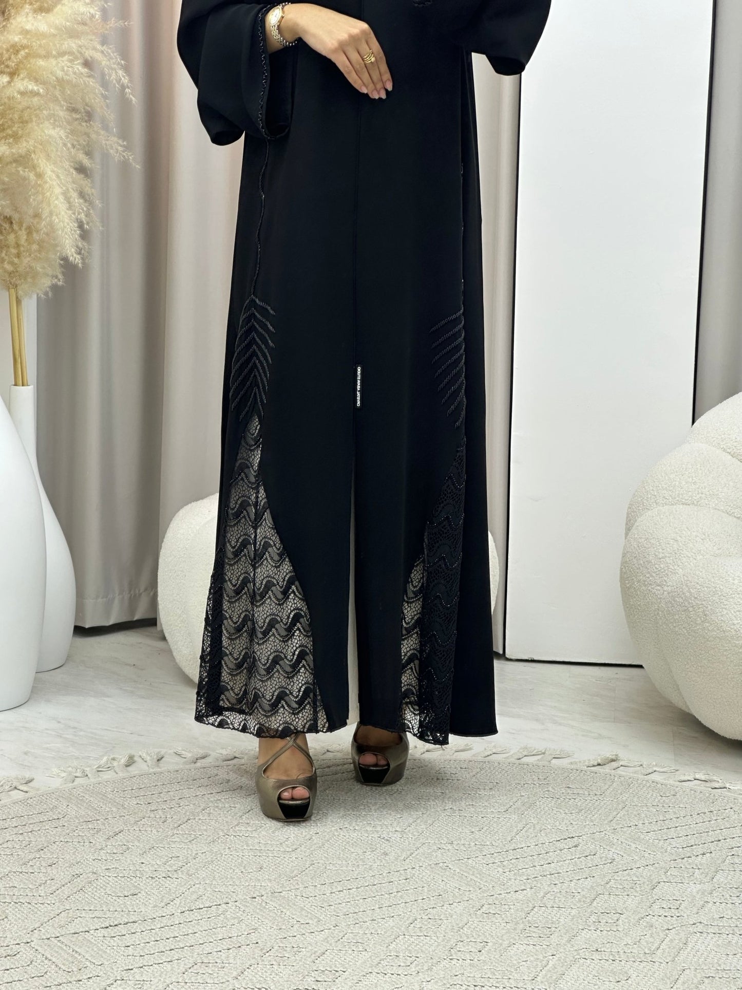 C 0411 Black Beaded Abaya