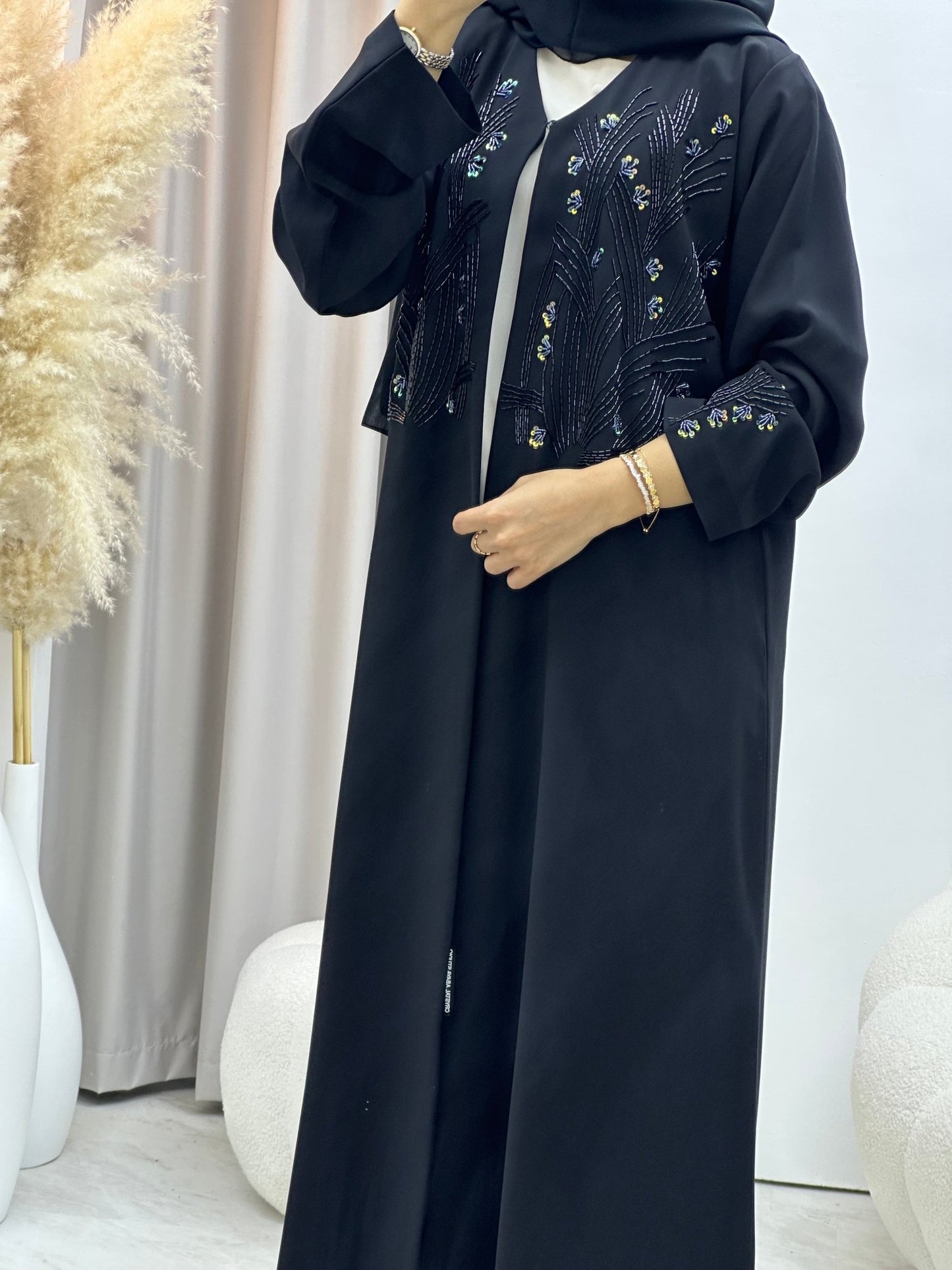 C 0412 Black Beaded Abaya