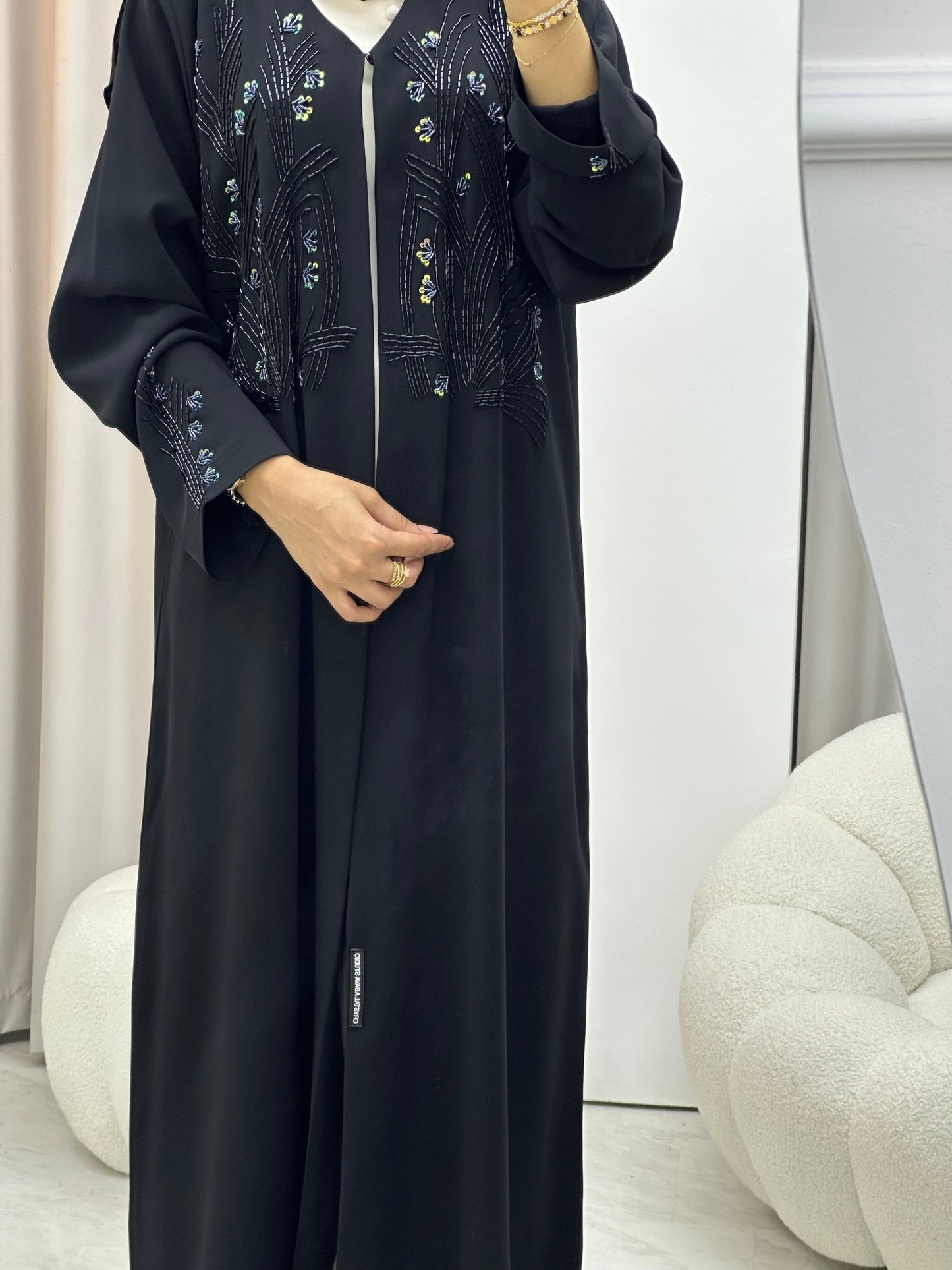 C 0412 Black Beaded Abaya