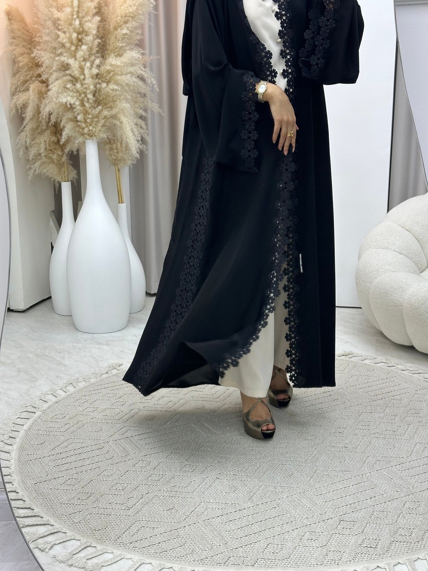 C 0413 Black Lace Abaya