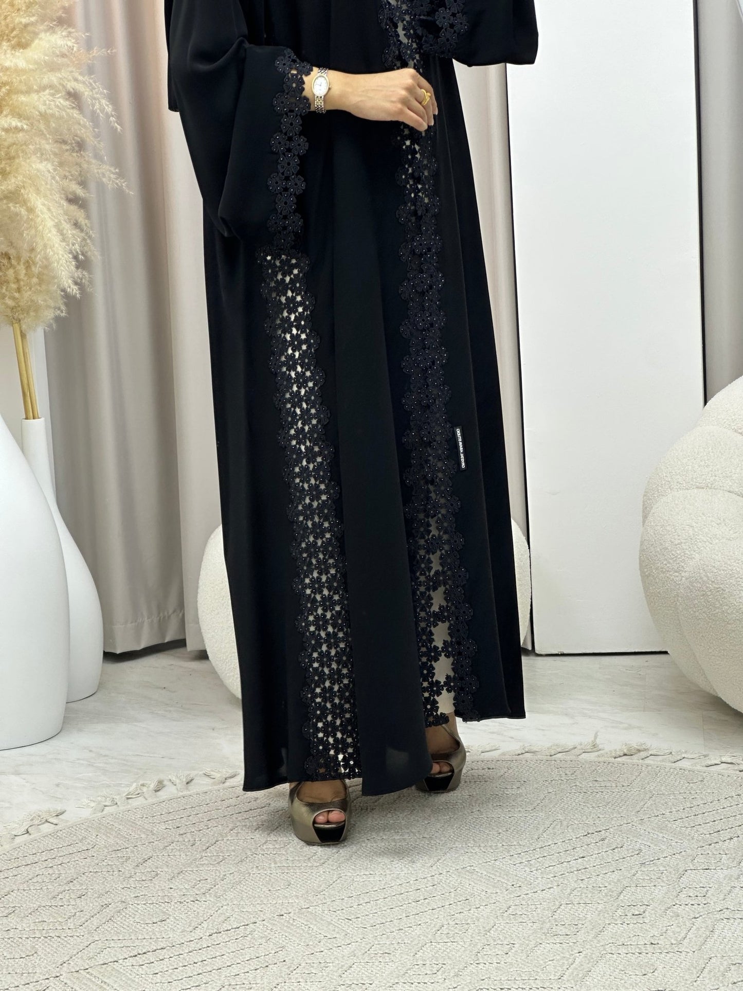 C 0413 Black Lace Abaya