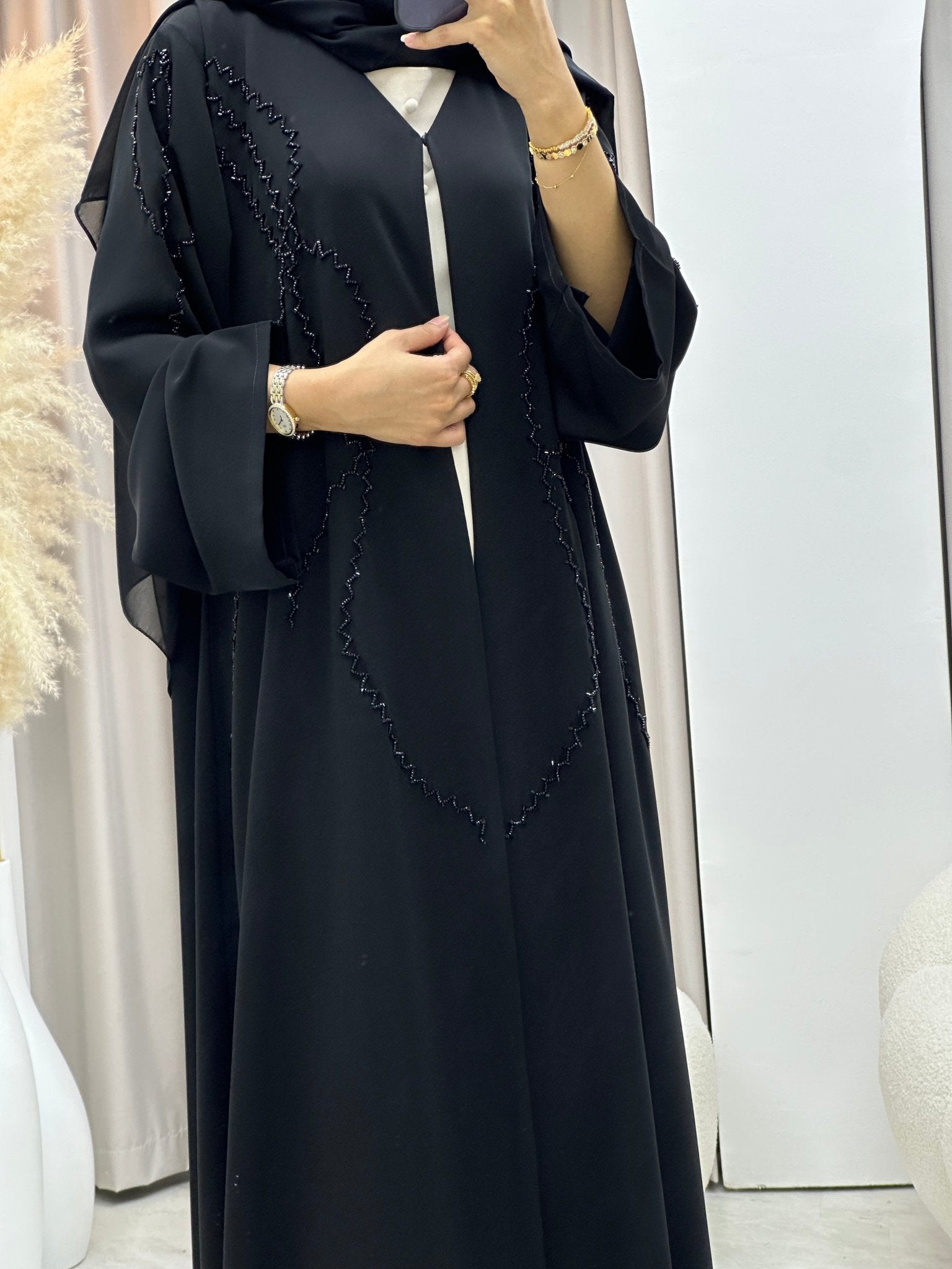 C 0414 Black Beaded Abaya