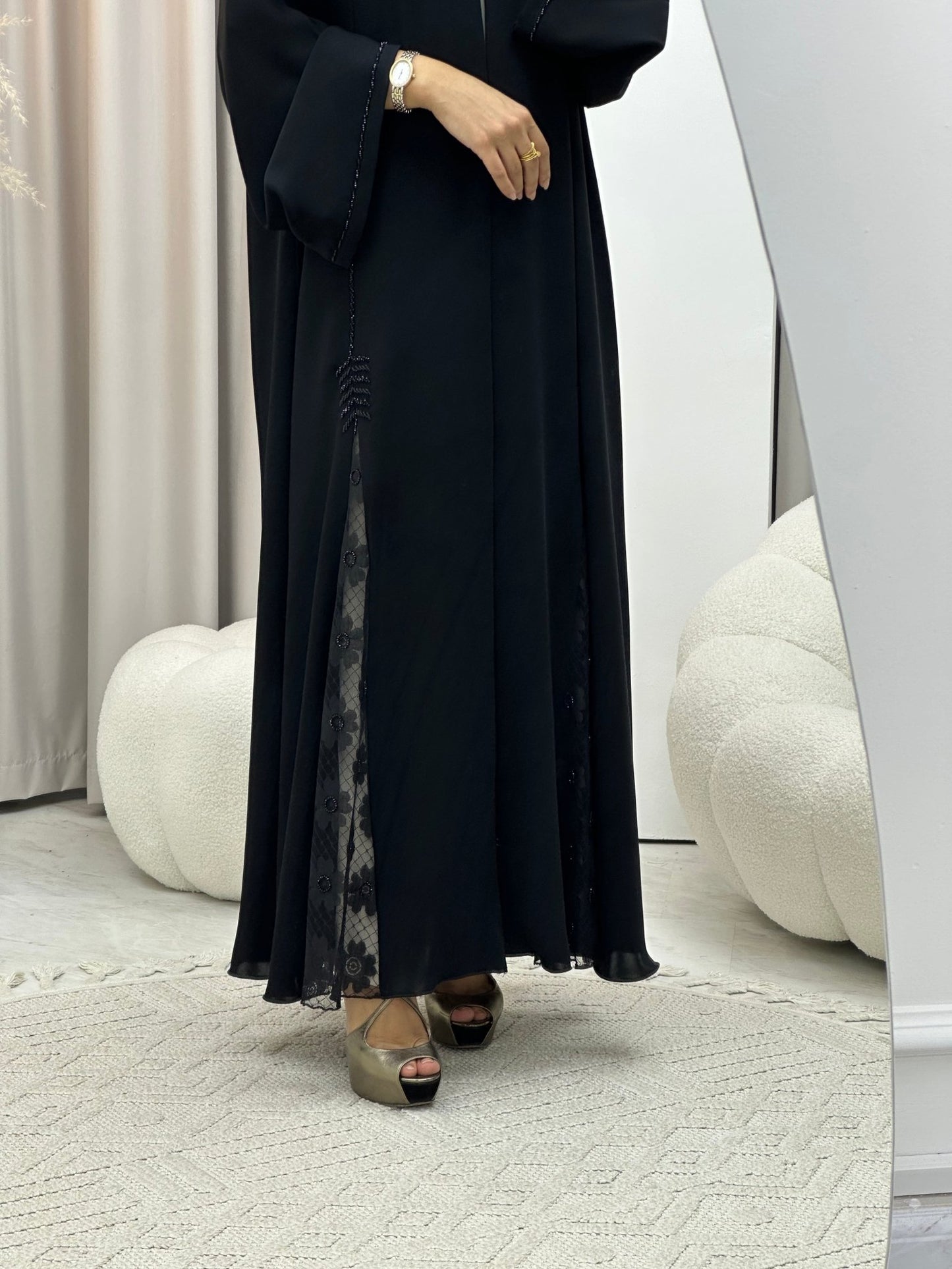 C 0415 Black Beaded Abaya