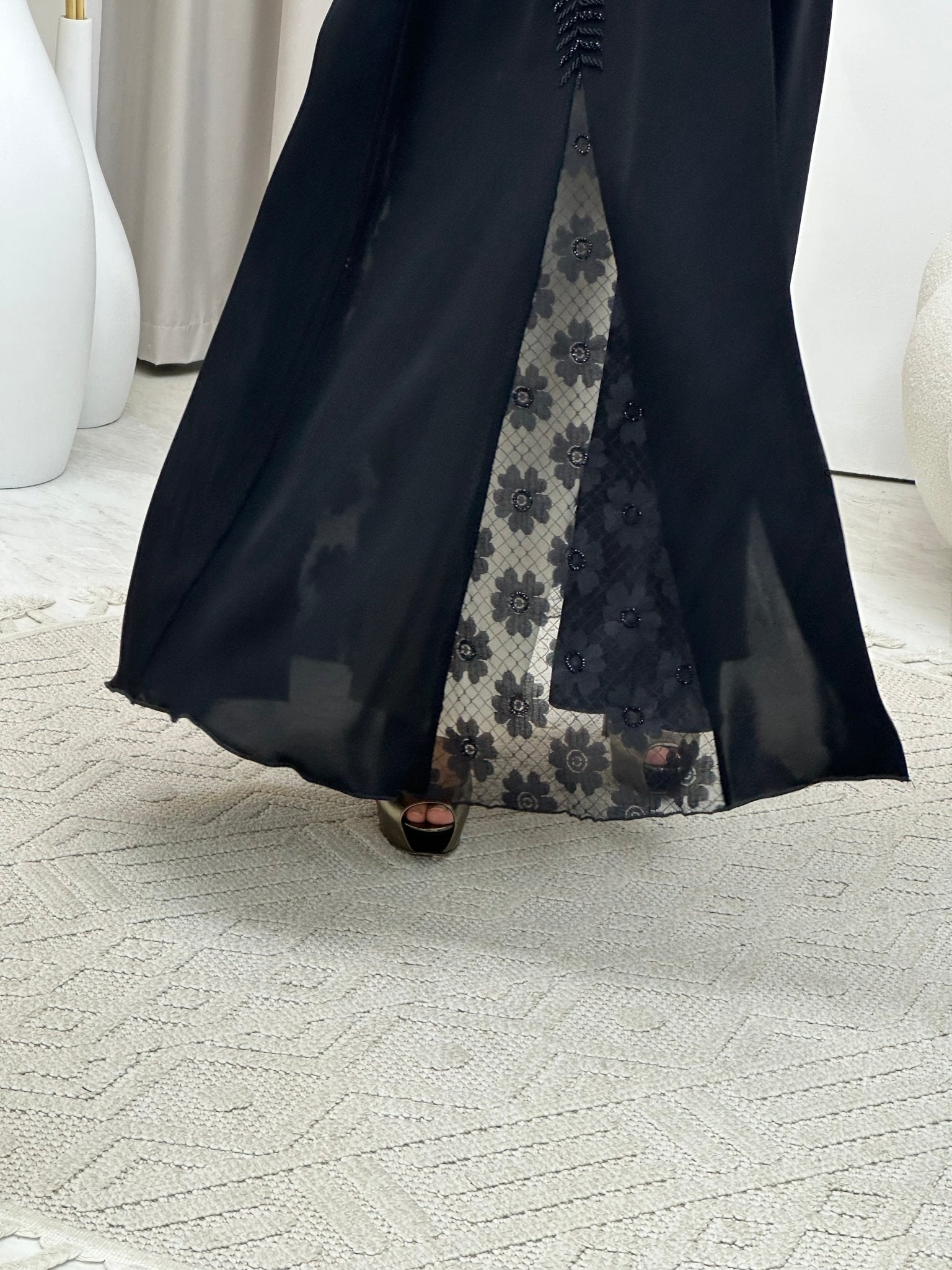 C 0415 Black Beaded Abaya