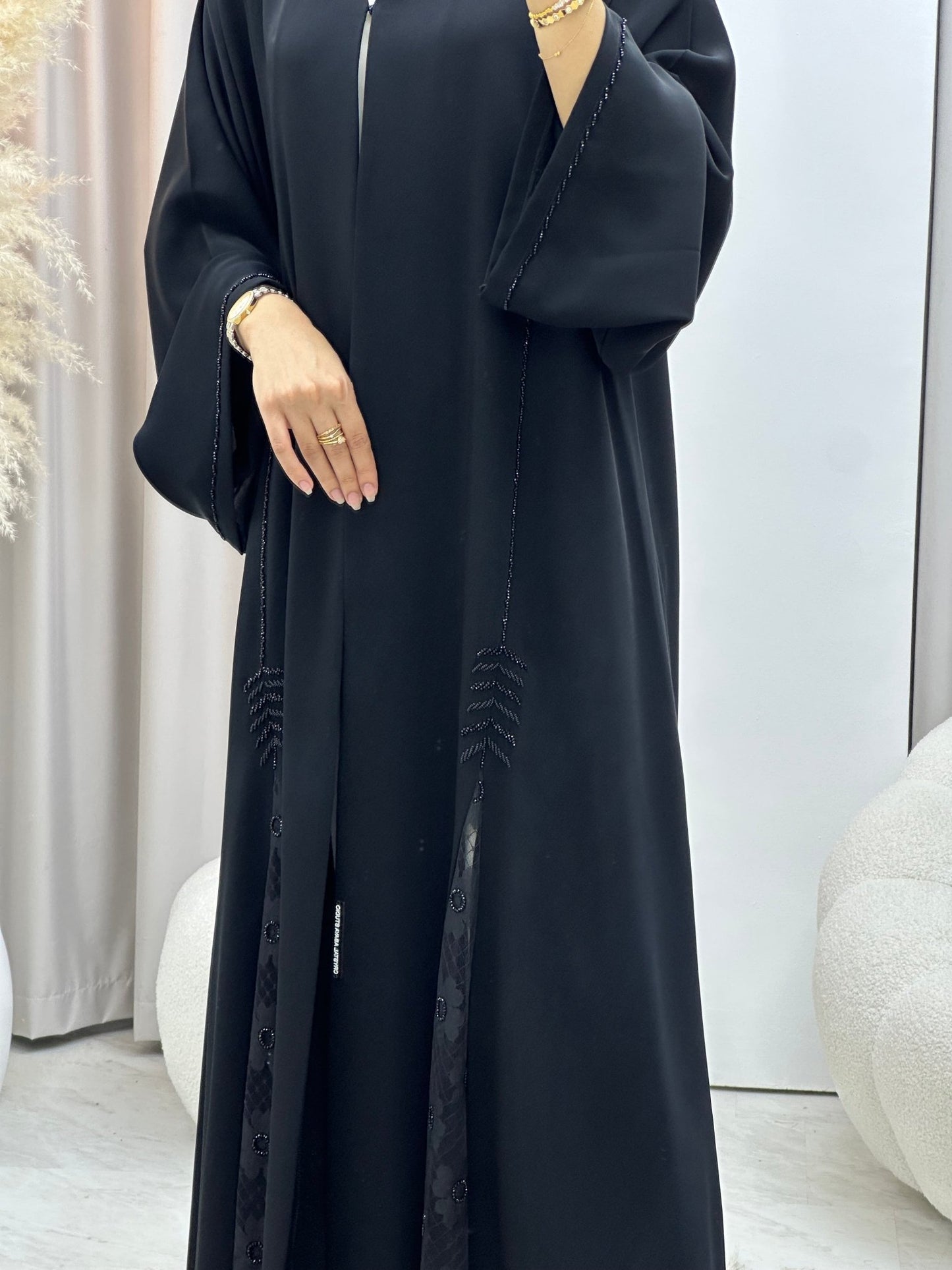 C 0415 Black Beaded Abaya