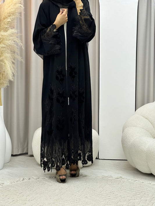 C 0416 Black Lace Abaya