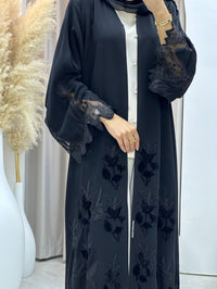 C 0416 Black Lace Abaya - XS / 49
