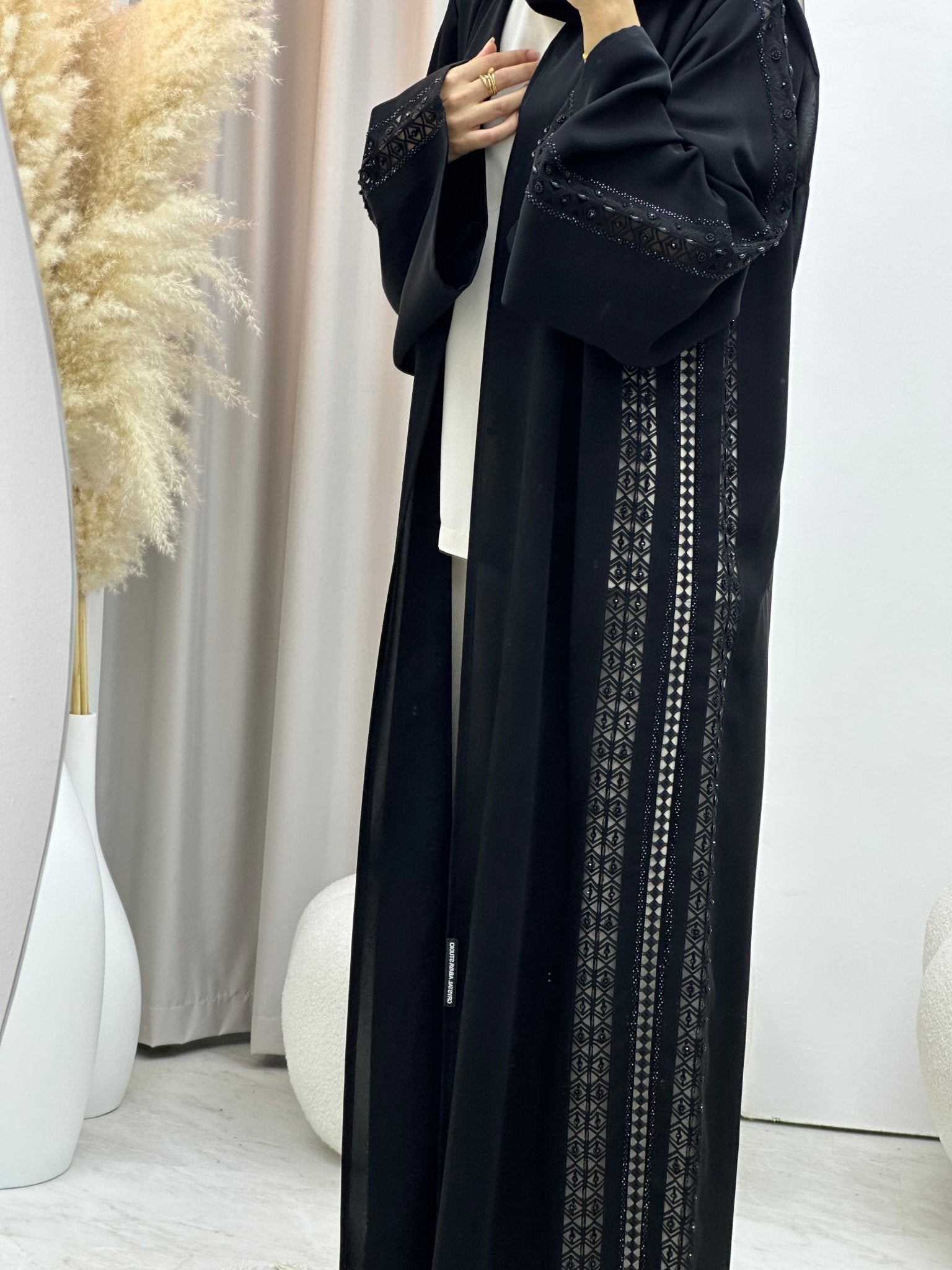 C 0417 Black Lace Abaya