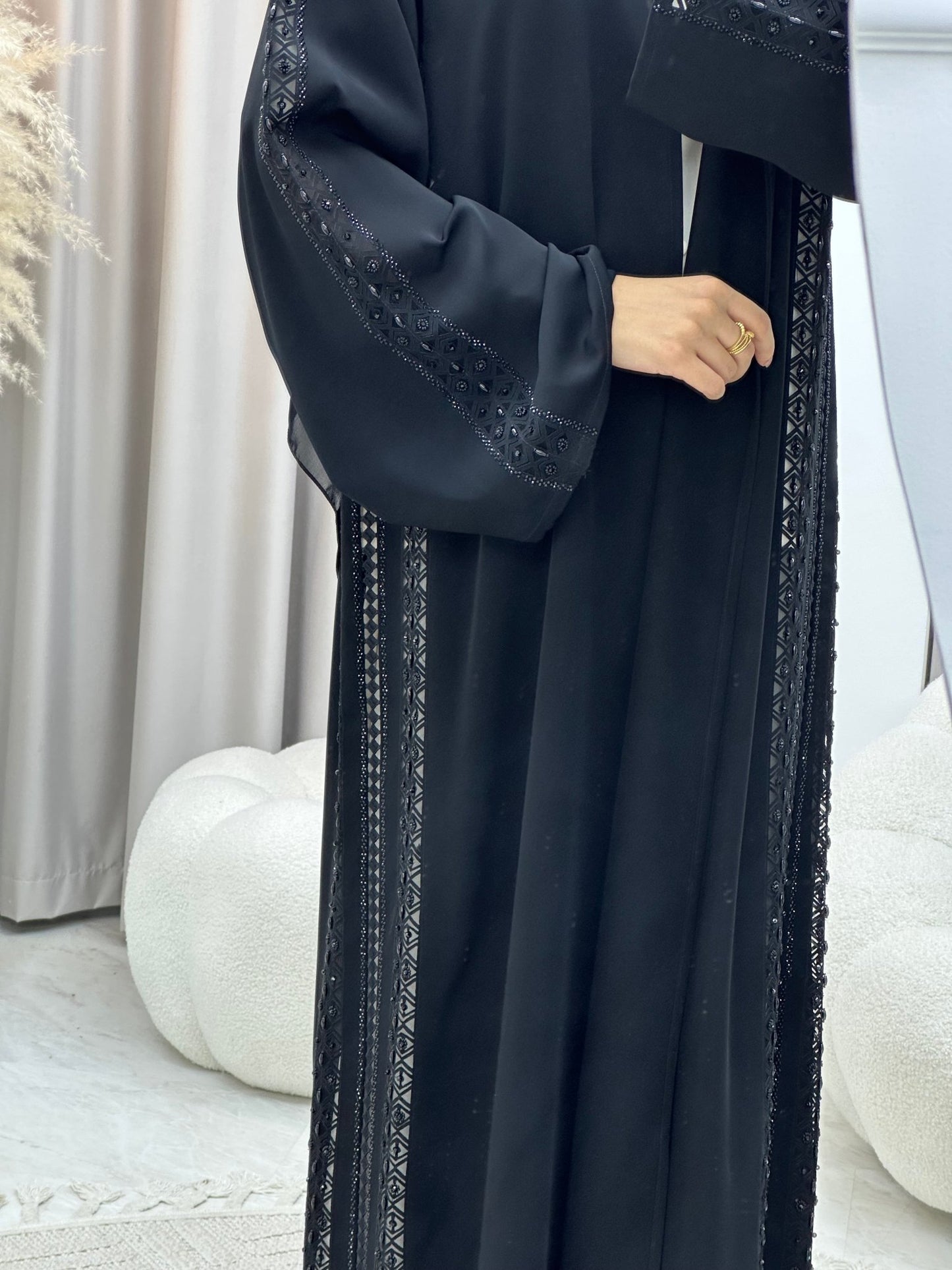 C 0417 Black Lace Abaya