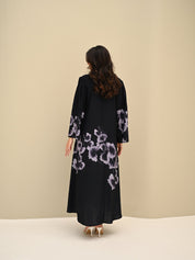 C 0425 Black Grey Printed Abaya