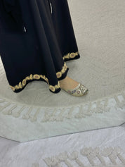 C 0466 Black Beige Embroidery Abaya