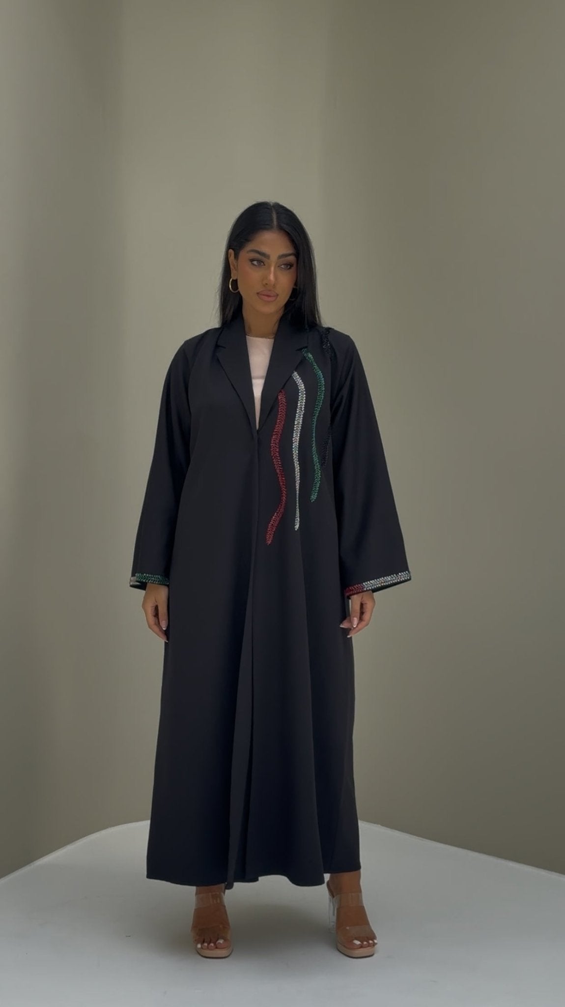 C 0467 Black Emirati National Day Abaya-3