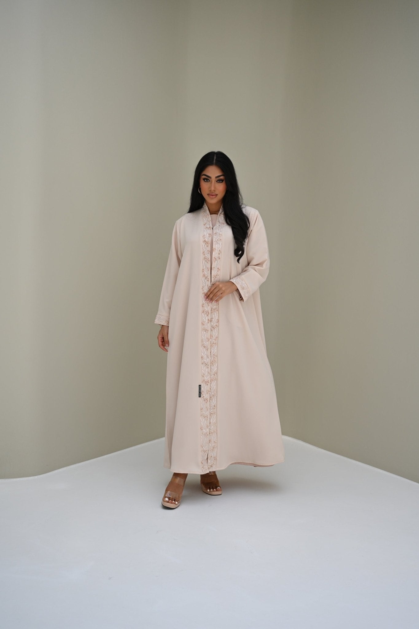 C 0500 Cream Embroidery Abaya