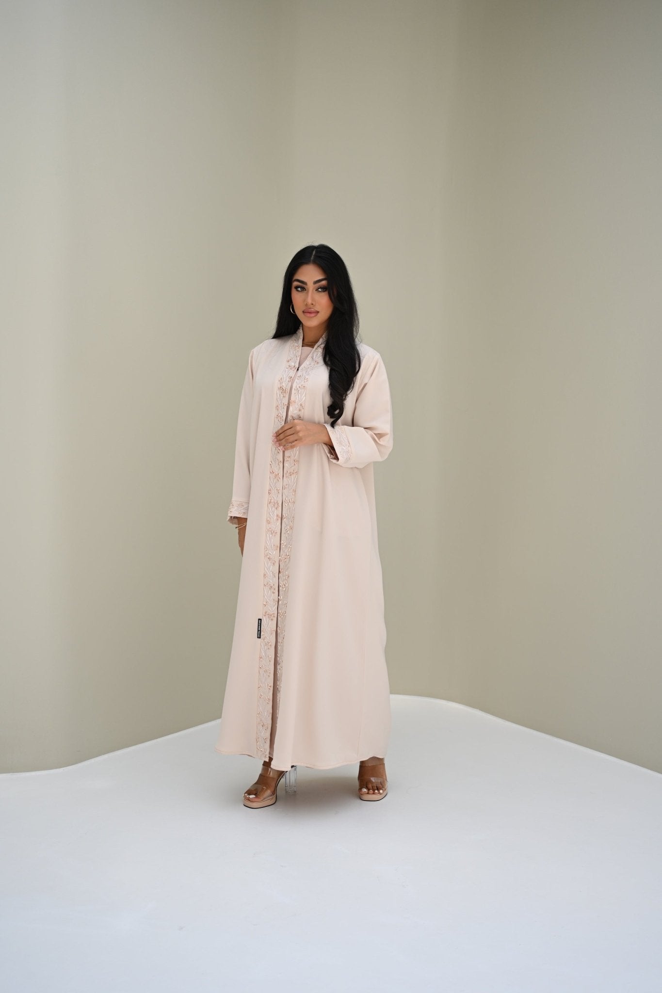 C 0500 Cream Embroidery Abaya