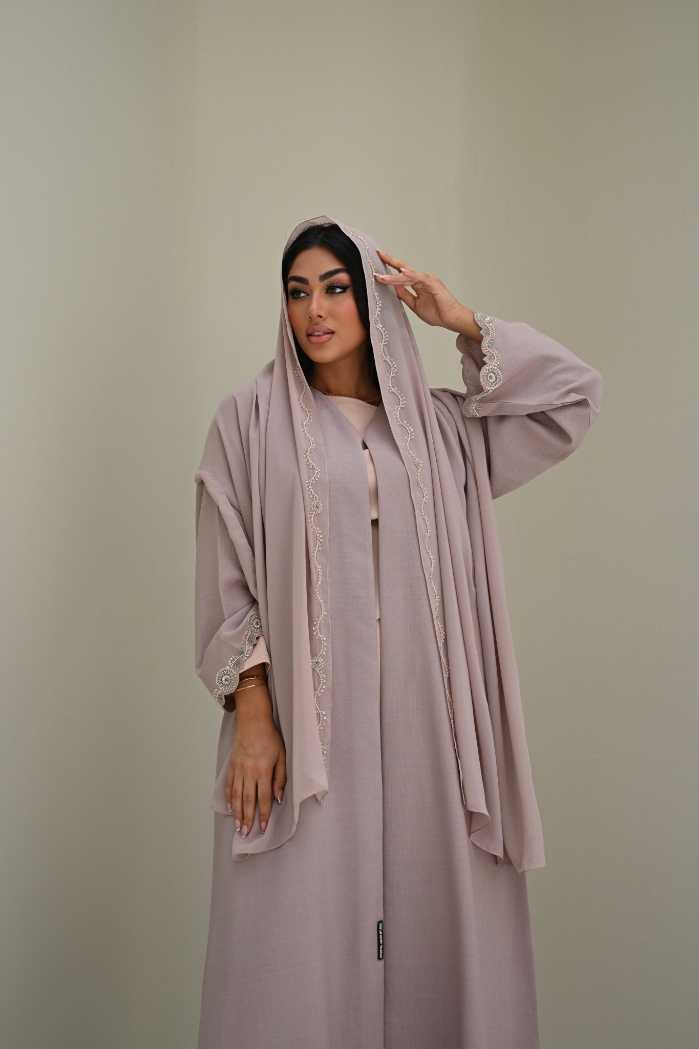 C 0502 Beige Handwork Abaya