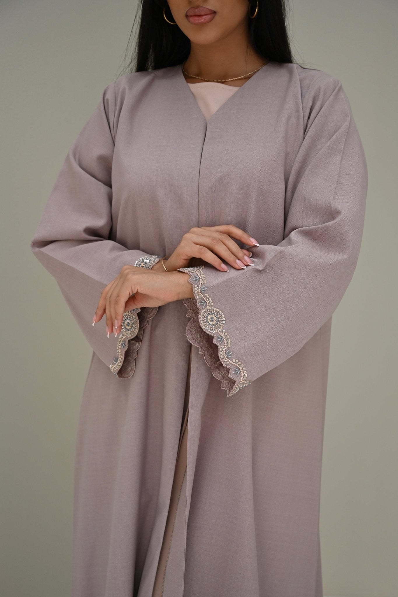 C 0502 Beige Handwork Abaya