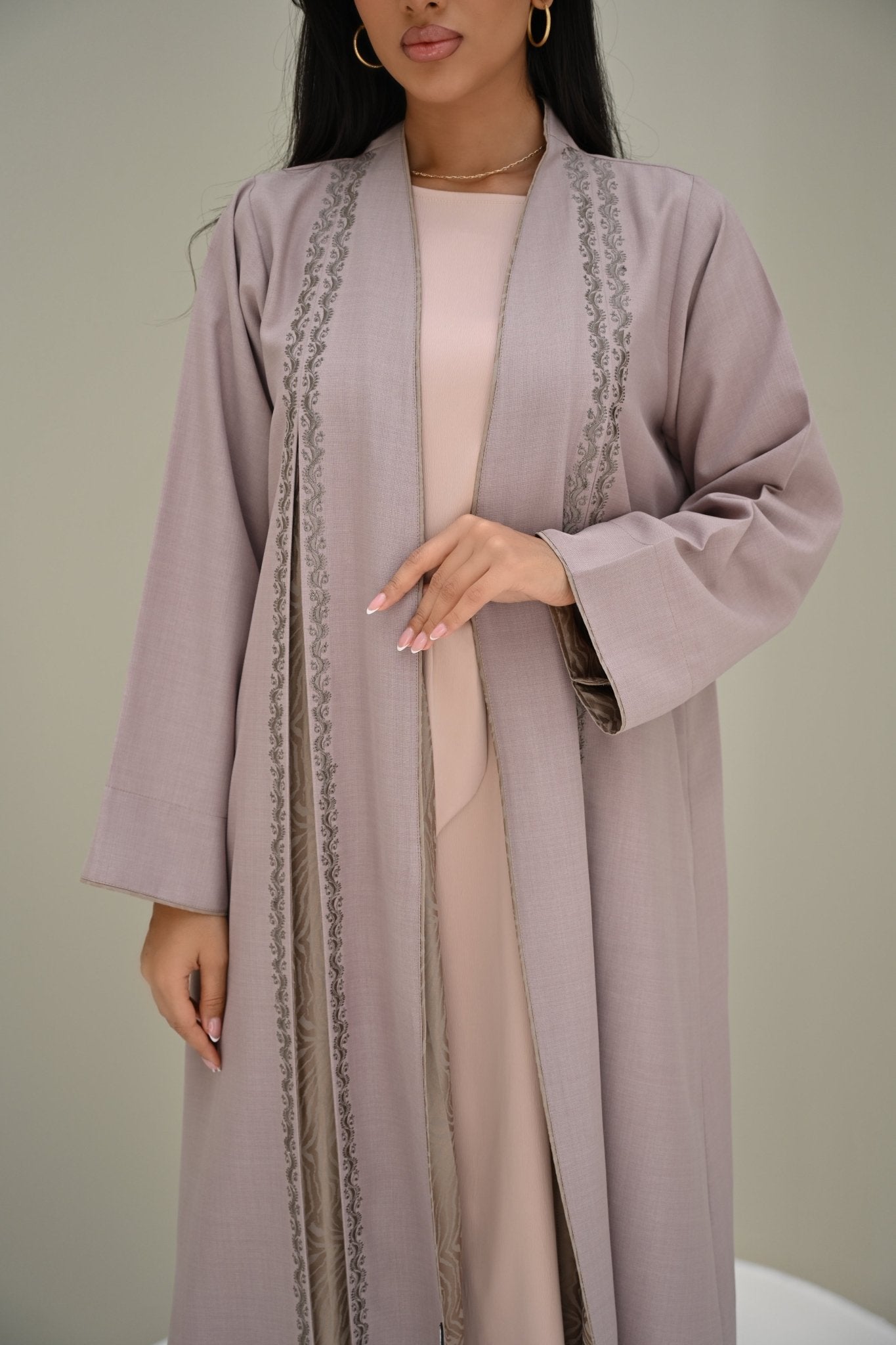 C 0503 Beige Panel Abaya