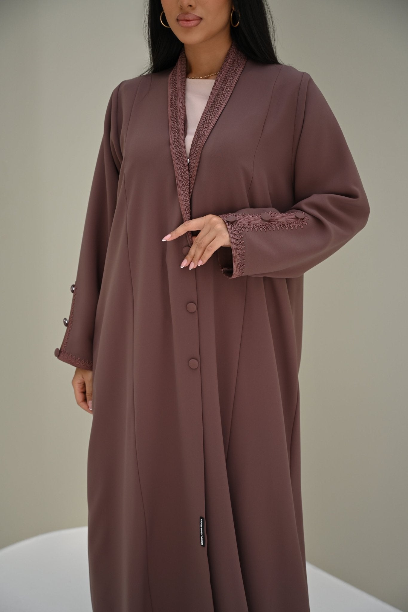 C 0506 Purple Embroidered Coat Abaya