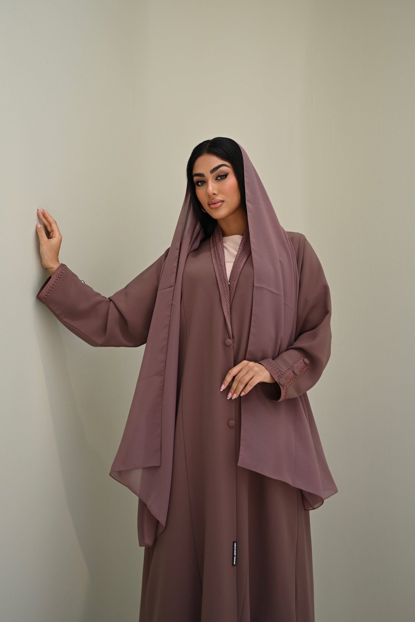 C 0506 Purple Embroidered Coat Abaya