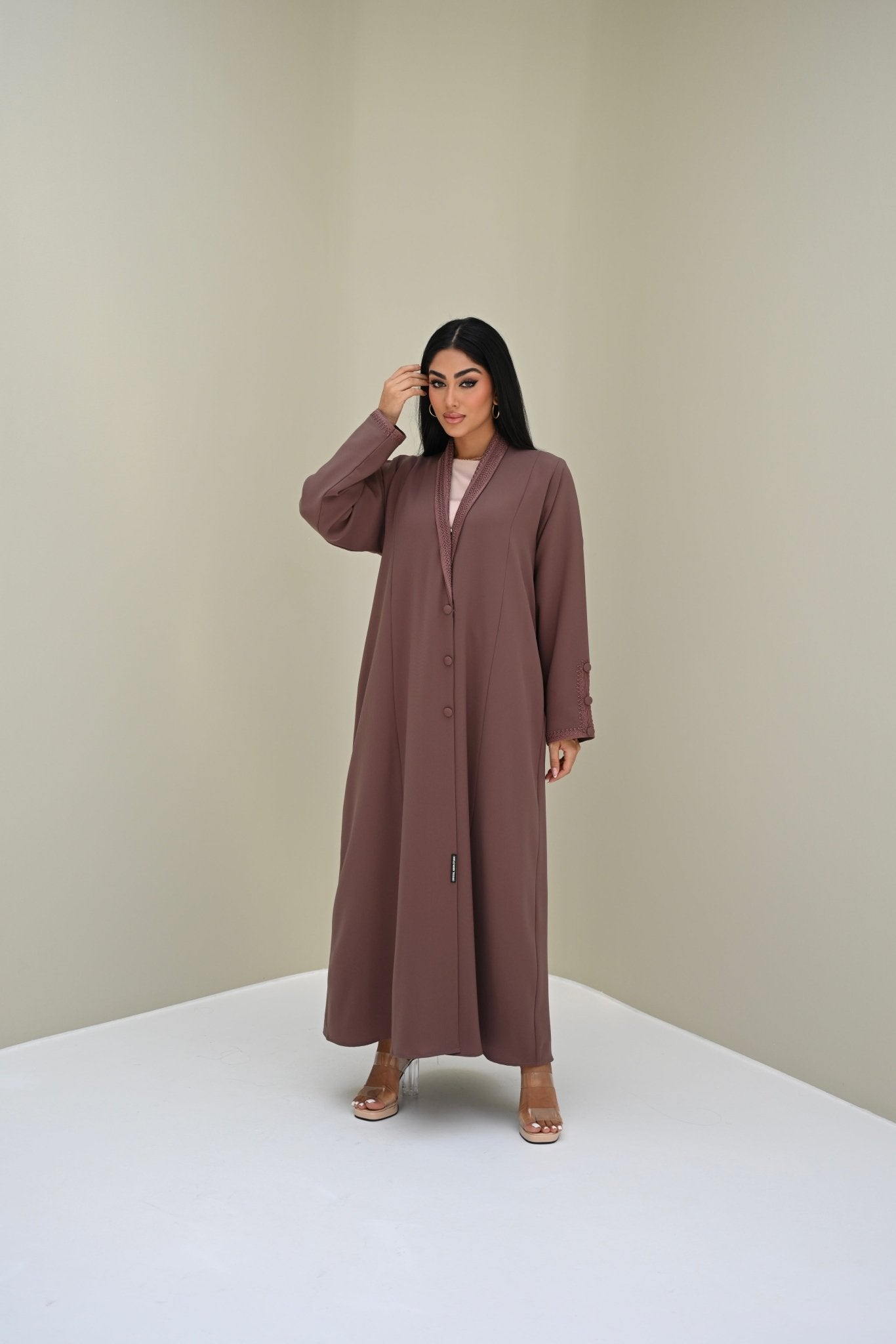 C 0506 Purple Embroidered Coat Abaya