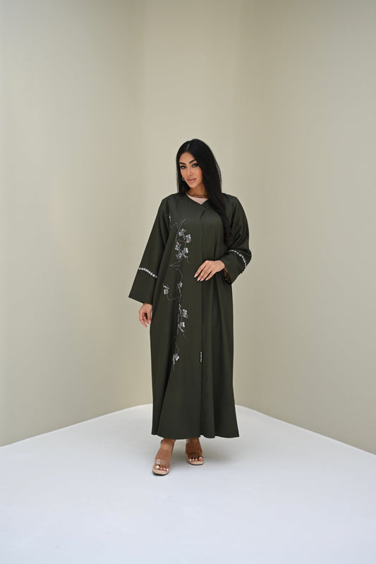 C 0507 Green Handwork Abaya