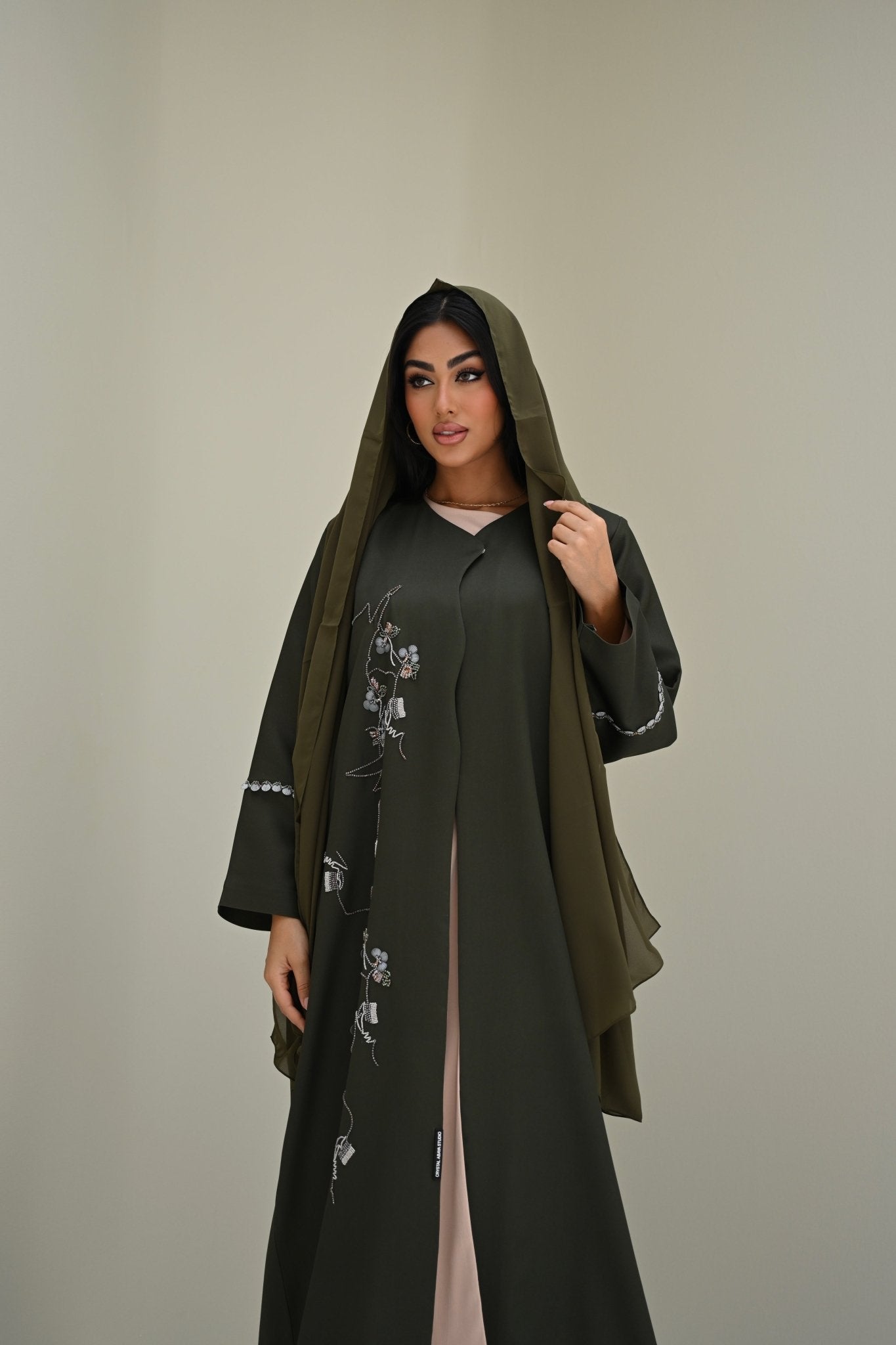 C 0507 Green Handwork Abaya