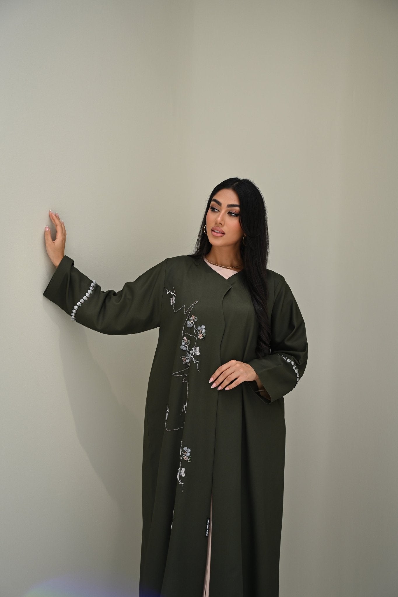 C 0507 Green Handwork Abaya