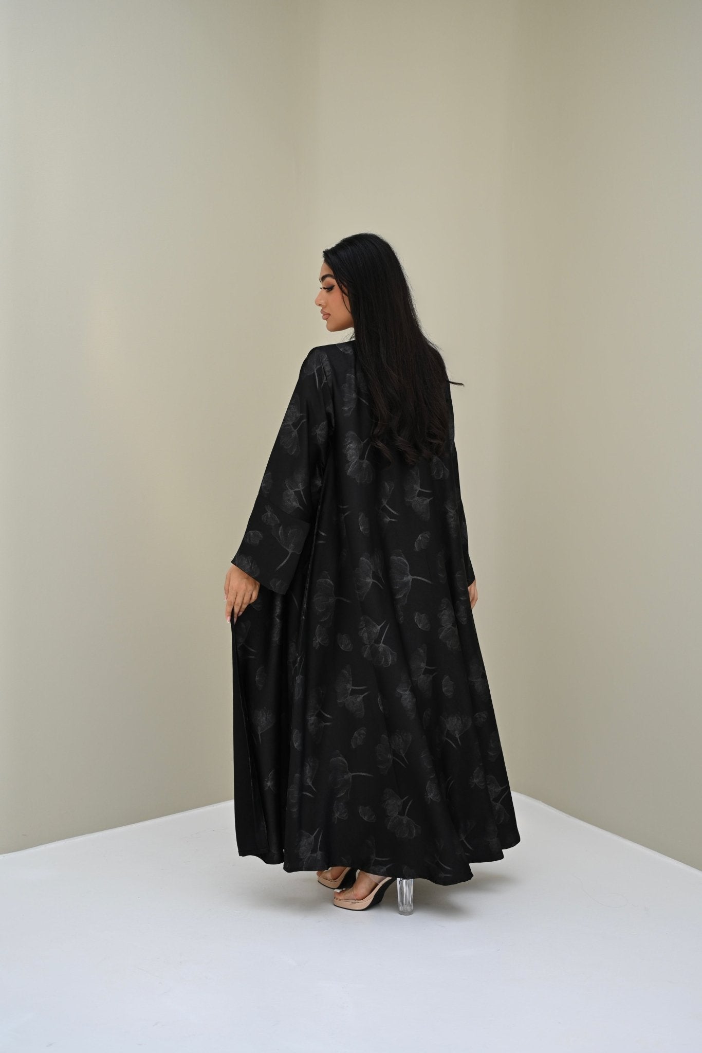 C 0508 Silver Metallic Floral Abaya